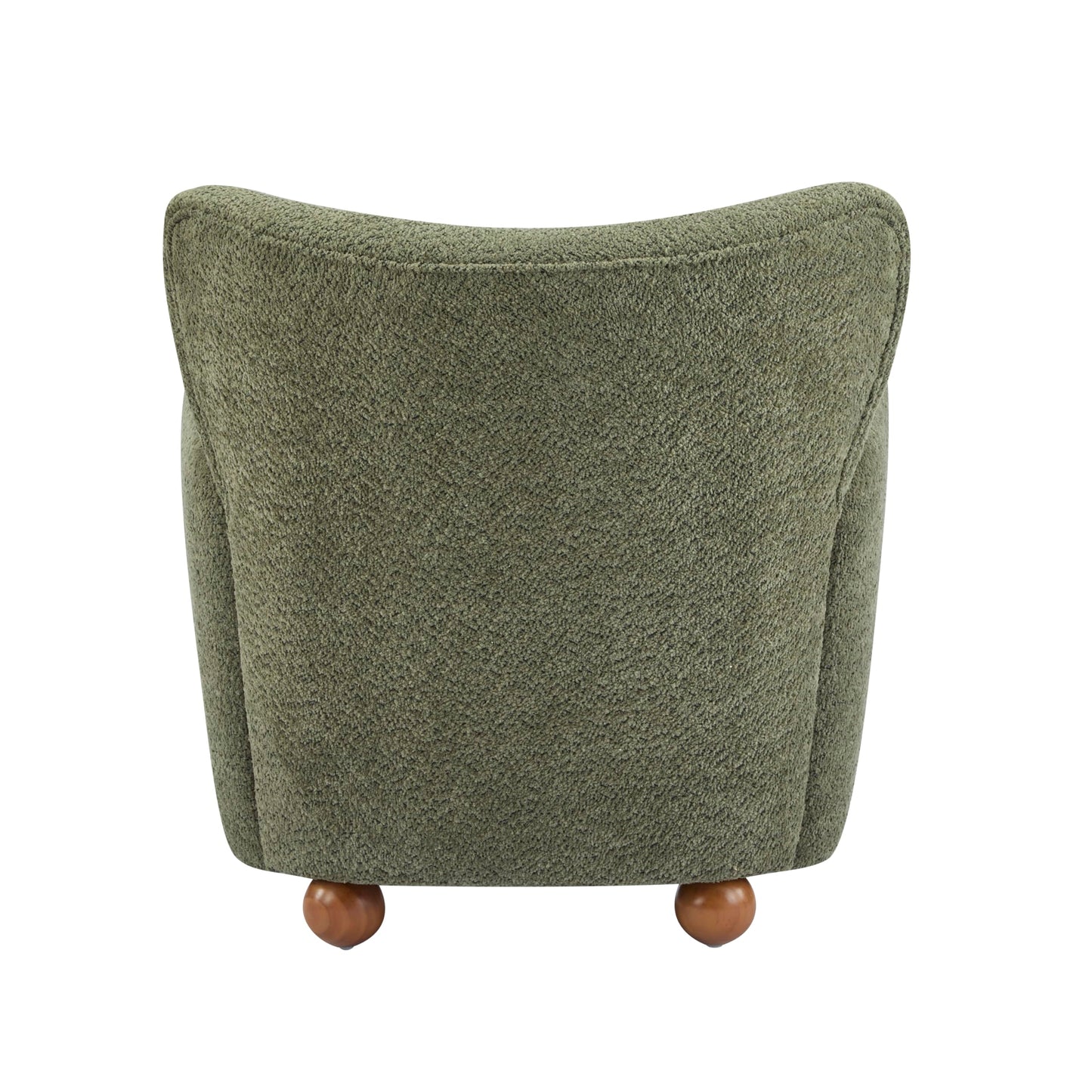 Christopher Knight Home Lindy Wingback Accent Chair, Upholstered Armchair with Rounded Wooden Legs, Curved Backrest Single Sofa, Soft Cushion Seating, Comfy Lounge Chair for Living Room, Olive Green