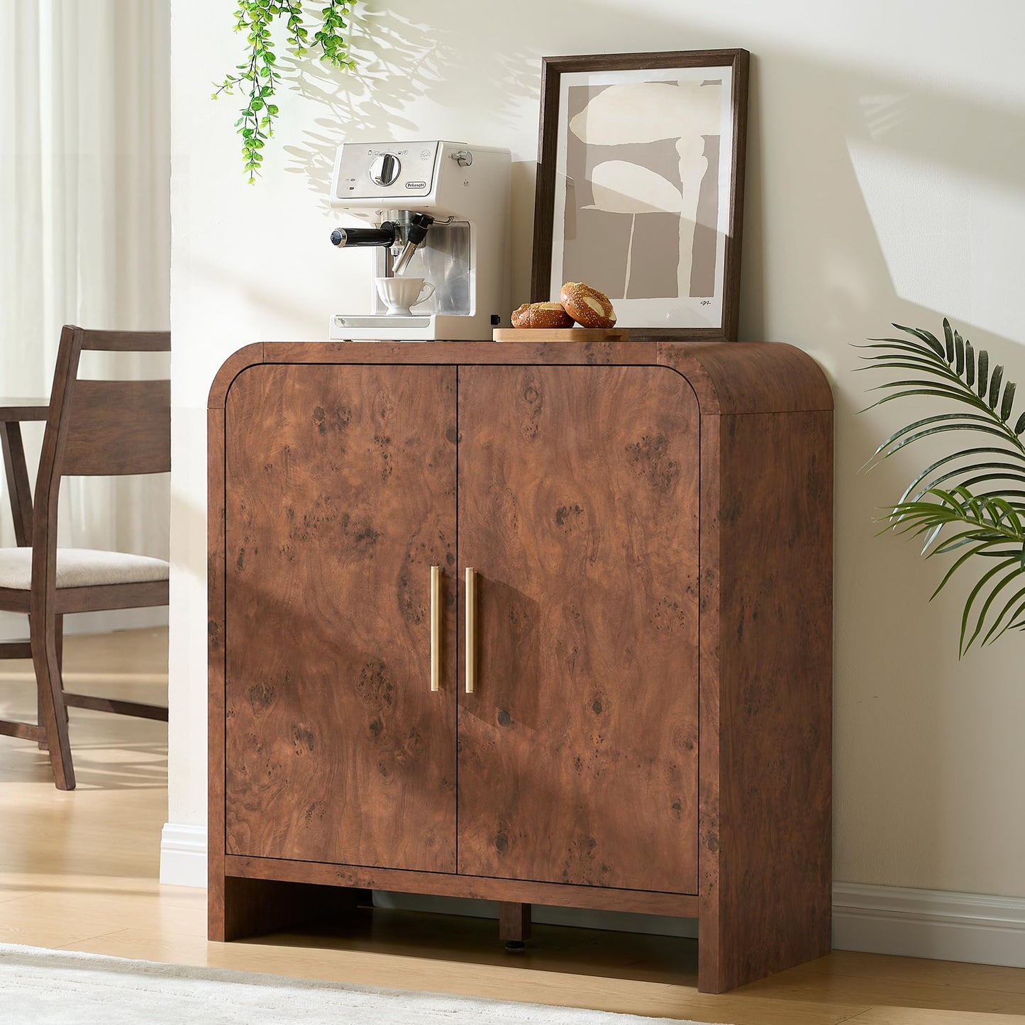 Fantaxia Sideboard Buffet Cabinet, Buffet Cabinet with Storage and 2 Adjustable Shelves, Sideboard Credenza Cabinet for Kitchen Entryway, Dark Walnut Burl