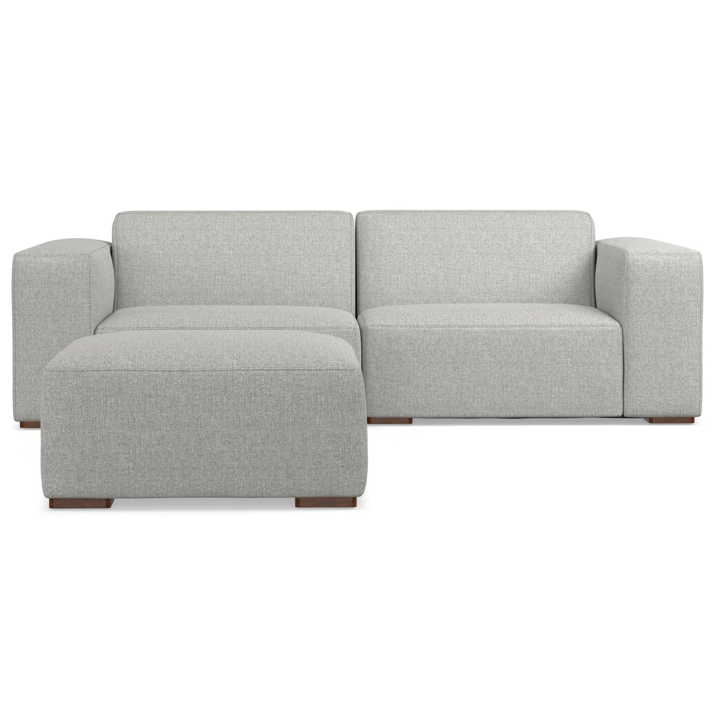 SIMPLIHOME Rex Modular Sofa and Ottoman Set in 100% Recycled Polyester Tightly Woven Performance Fabric, Pale Grey, 88-inch-Wide 2-Seater Couch and Matching 34-inch-Wide Table Ottoman for Living Room