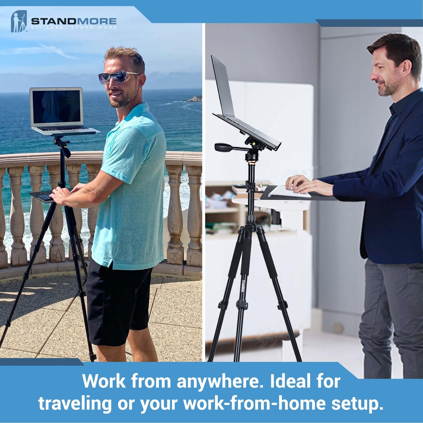 Portable Standing Desk with Keyboard Tray - Ergonomic, Height Adjustable Table with Carrying Bag for Indoor and Outdoor Use. Lightweight Design to Work Anywhere, Stay Healthy, and Stand More