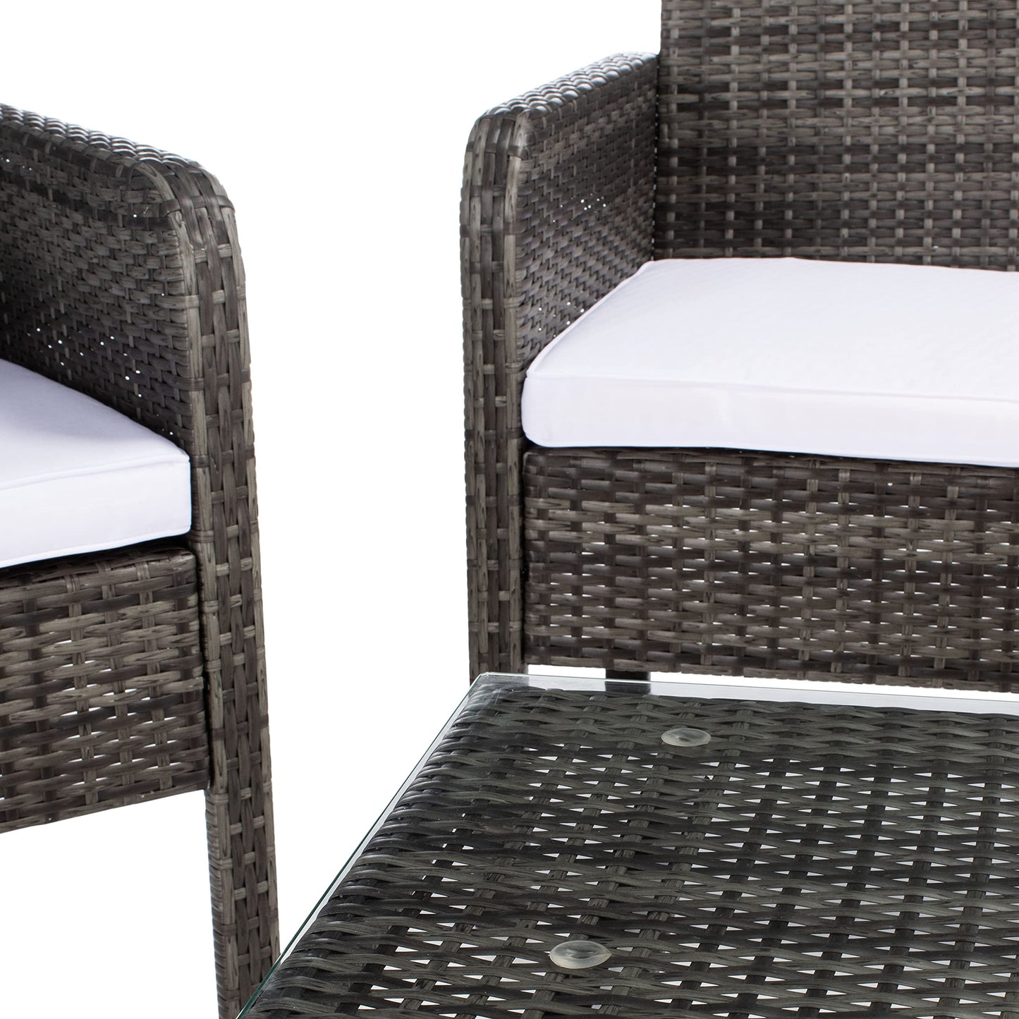 SAFAVIEH Outdoor Collection Aboka Grey Brown/White Cushion 4-Piece Conversation Patio Set PAT7505C
