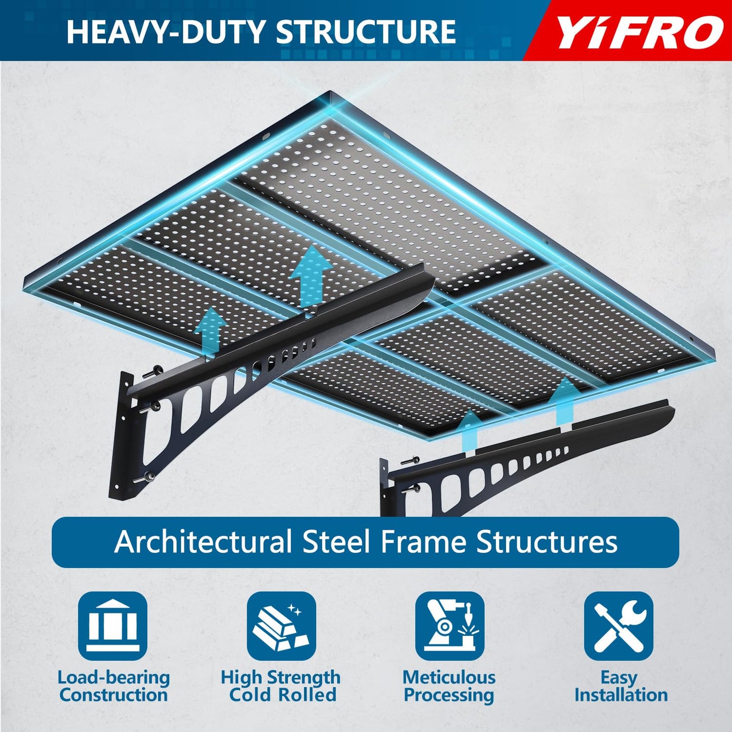 YIFRO 4-Pack 2x3ft Heavy Duty Garage Wall Shelving, 1000 lbs Load Capacity, Garage Shelving Wall Mounted, Garage Storage Rack with Hooks, Black