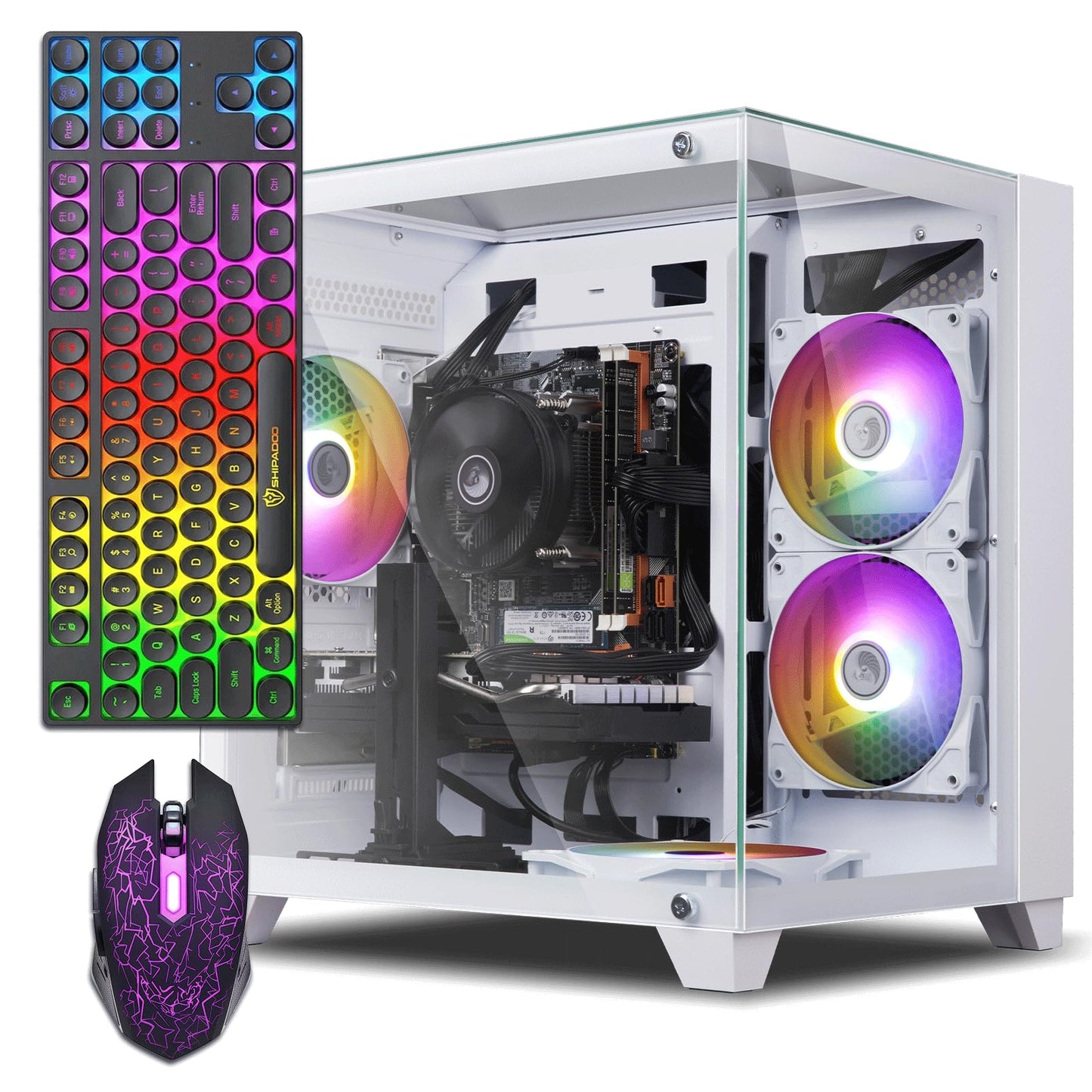 ZER-LON Gaming PC Desktop Computer, Intel Core I7 up to 3.9GHz, GTX 1050Ti 4G GDDR5, 16G RAM, 512GB SSD, WiFi 5.0, Prebuilt Gaming PC Tower Computer with 5 RGB Fan