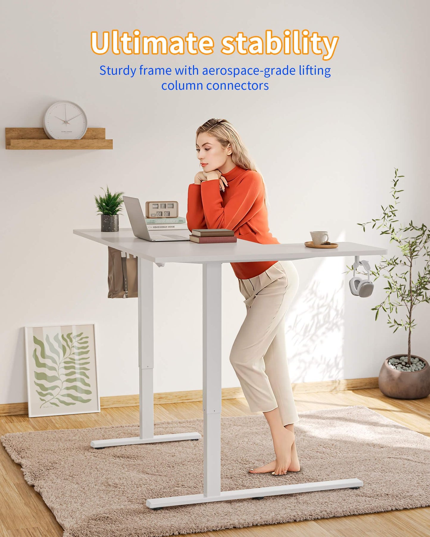 YIHAYO Reversiable L-Shaped Electric Standing Desk, 59 Inches Stand Up Corner Desk, Sit and Stand Up for Work Office Home, Ergonomic Rising Computer Table with Splice Board, White