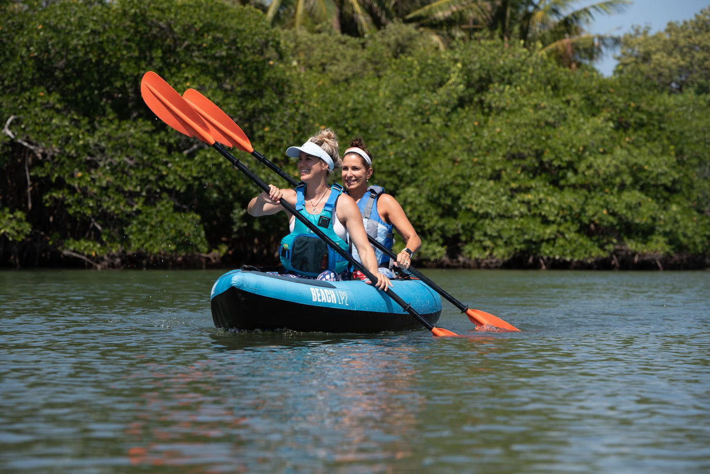 TAHE Beach LP2 Premium Inflatable 2 Person Kayak Complete Package Including Kayak, Seats (2), Paddles (2), Pump and Travel/Storage Bag, Blue (107255)