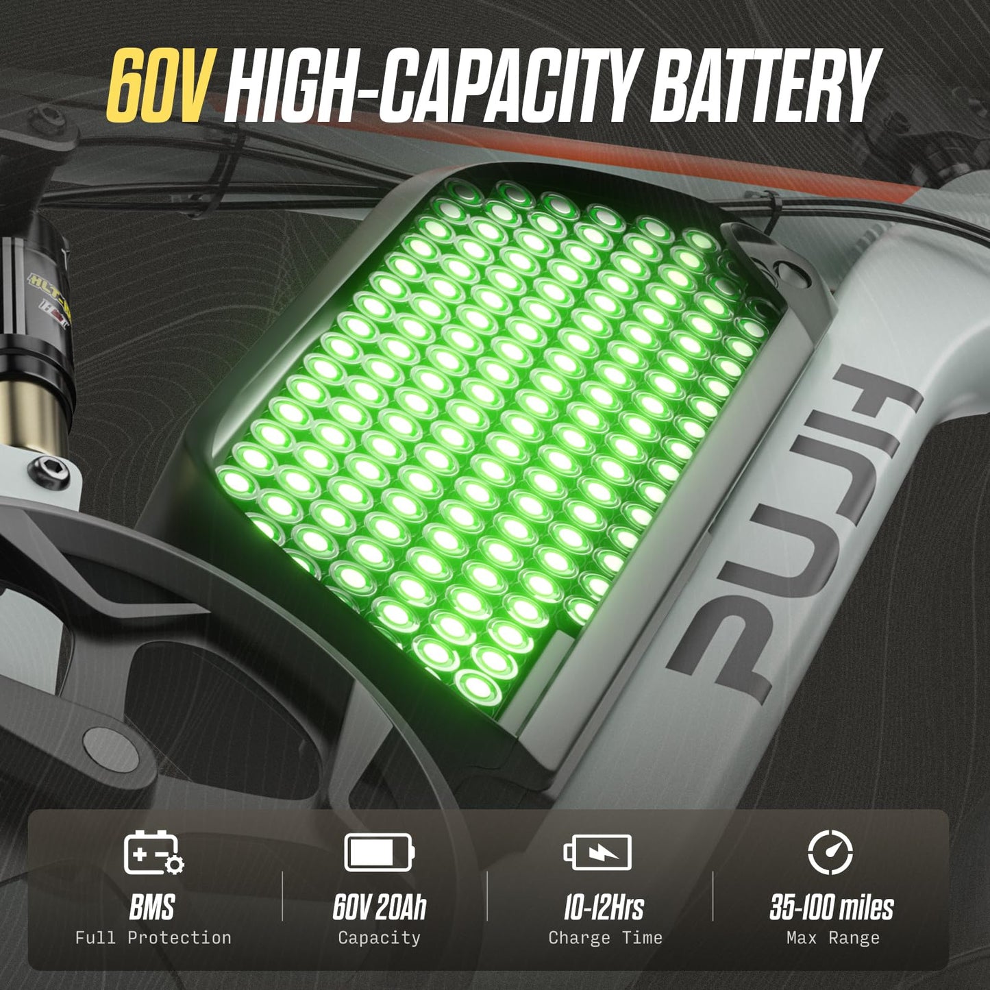 PUJH 6000W Dual Motor E-Bike Up to 100Mi 60V 24" Fat Tire for Adults PU364
