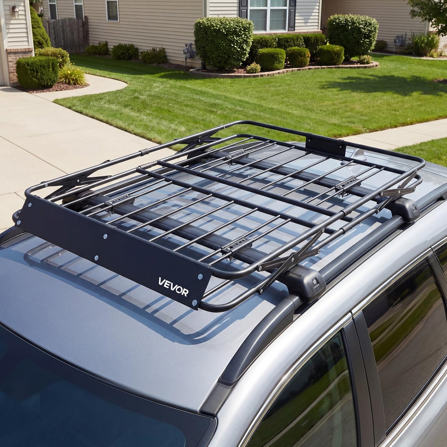 VEVOR Roof Rack Basket with Cargo Bag, 51 x 36 x 4 in, Roof Top Carrier Basket with Folding Design, 200 lbs Capacity, All-Weather Car Top Luggage Holder, Universal Fit for SUV Truck Car