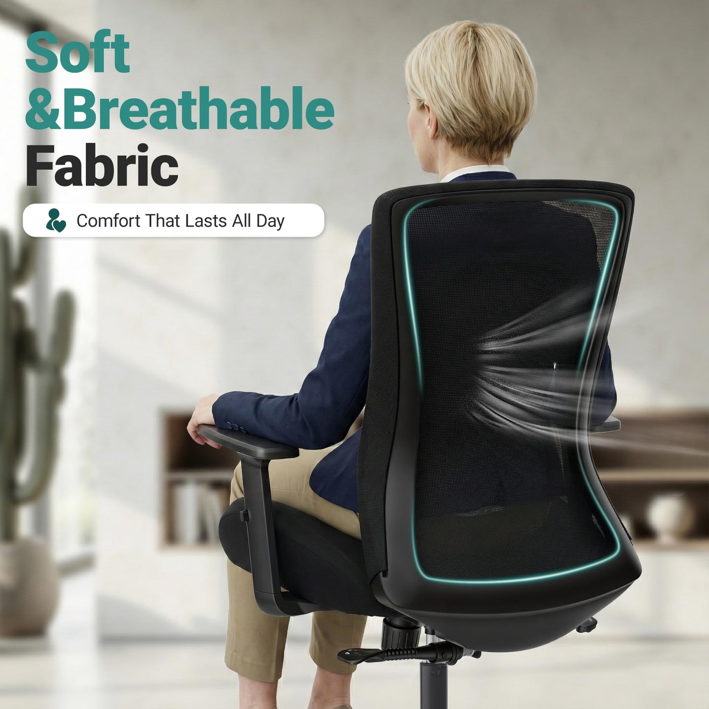 Big and Tall Home Office Desk Chair 400lb Capacity for Heavy People, Ergonomic Wide Mesh Desk Chair with Stepless Recline & Lock, 5.5" Thick Cushion, High Back, Adjustable Height & Armrests