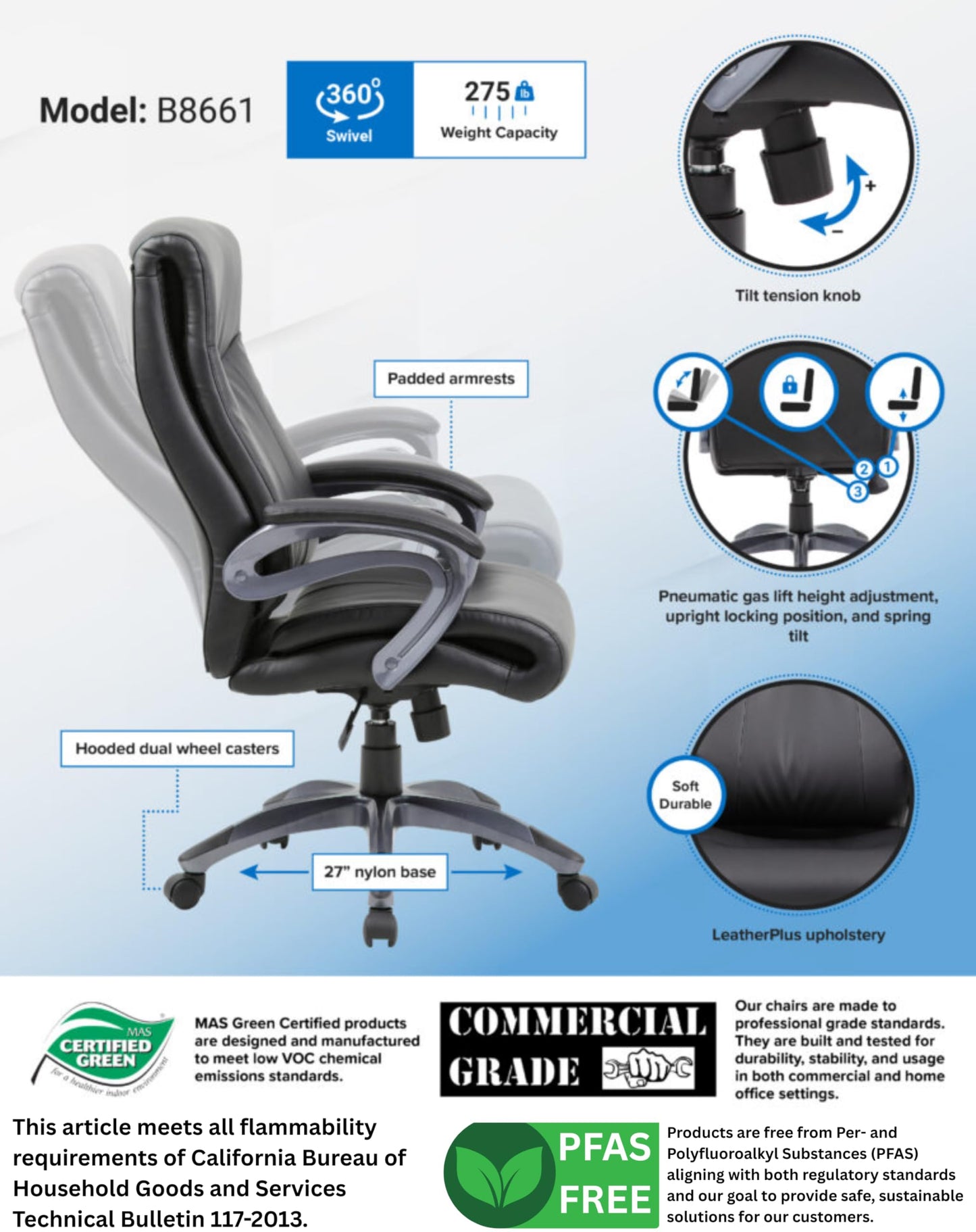 Boss Office Products Double Layer Executive Chair in Black