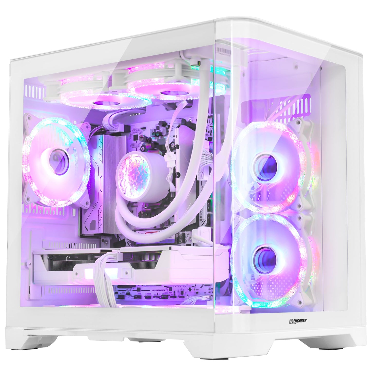 HOENGAGER Gleaming Prebuilt Gaming PC Desktop - AMD Ryzen 7 9700X - GeForce RTX 5060 (8GB) - 32GB DDR5 6000MHz - 1TB PCIe NVMe SSD - White Gaming Case, RGB Fans, Wi-Fi, Win 11