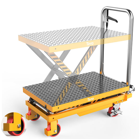 Tera Hydraulic Lift Table Cart: 330lbs Single Scissor 8.3"-28.5" Lift Range