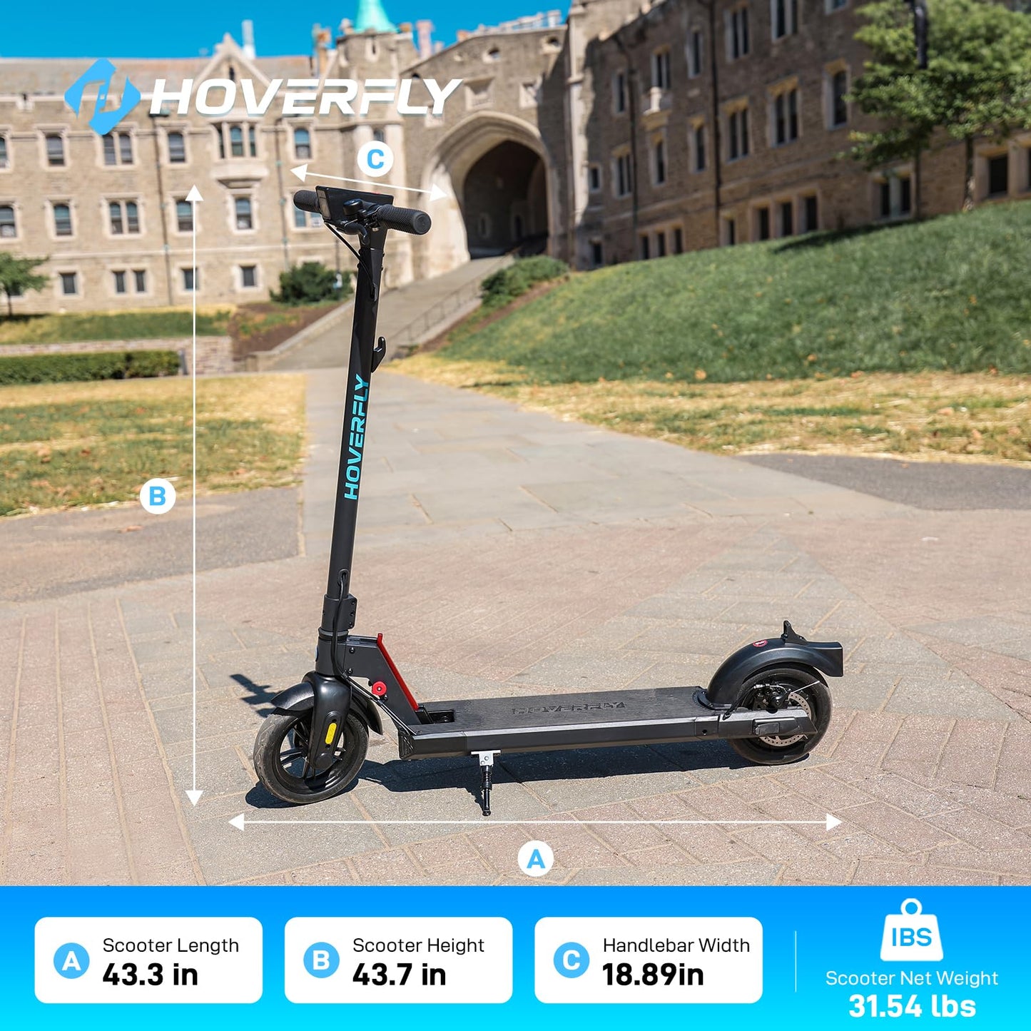 HOVERFLY X1 Electric Scooter for Adults, Anti Flat 8.5" Solid Tire, Max 10 Mile Range and 15.5Mph Speed Power by 250W Motor, Lightweight Portable Foldable Commuting E Scooter with EABS&Disc Brake