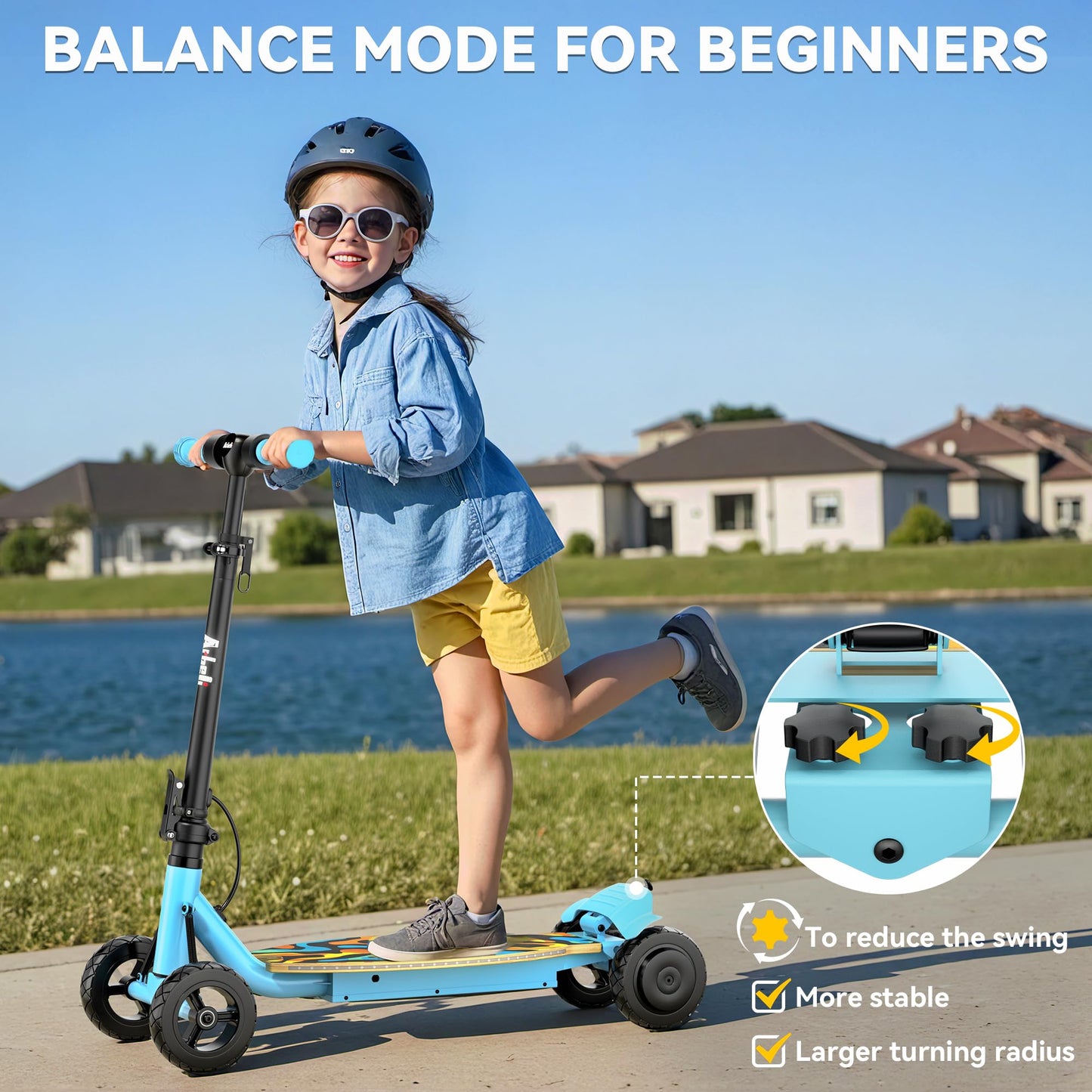 4-Wheel Electric Scooter for Kids w/ 250W Motor, Max 10 MPH & 8.5 Miles, Foldable E-Scooter for Kids with Rainbow Lights, LED Display, 5 Speeds & Adjustable Balance, UL-2272 Certified