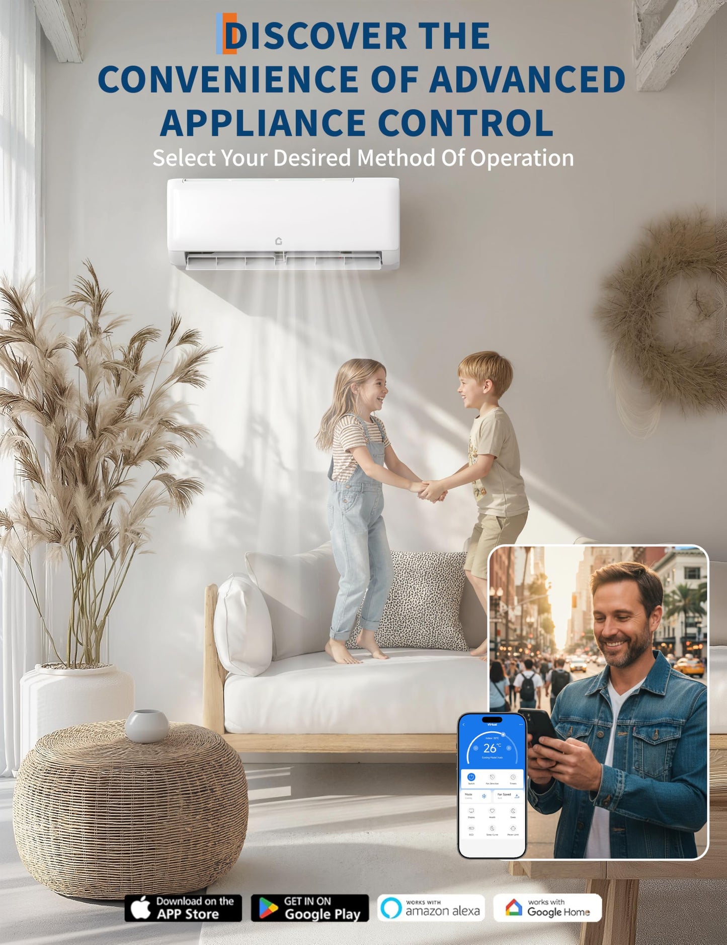 Garvee 12,000 BTU Mini Split Air Conditioner with Heat Pump, 22 SEER, Cools Up to 750 Sq. Ft, Inverter AC with Installation Kit & Remote, Ductless AC Unit with Pre-Charged Condenser, 230V, White