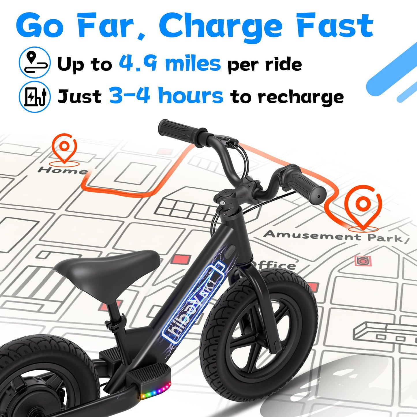 Hiboy BK1 Electric Balance Bike for Kids, 12 Inch Tires, 150W Peak Motor, Adjustable Seat, 21.6V/2.6Ah Battery, Electric Bike for Kids Ages 3-5