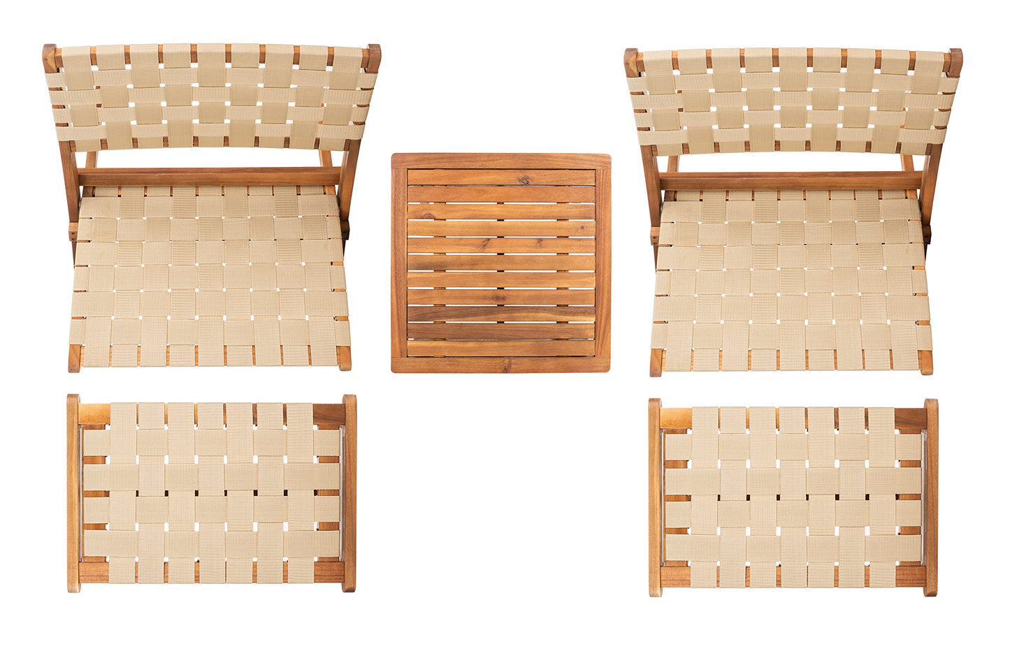 SAFAVIEH Outdoor Collection Darryl Acacia Wood 5-Piece Patio Set PAT7078A, Natural/Light Brown
