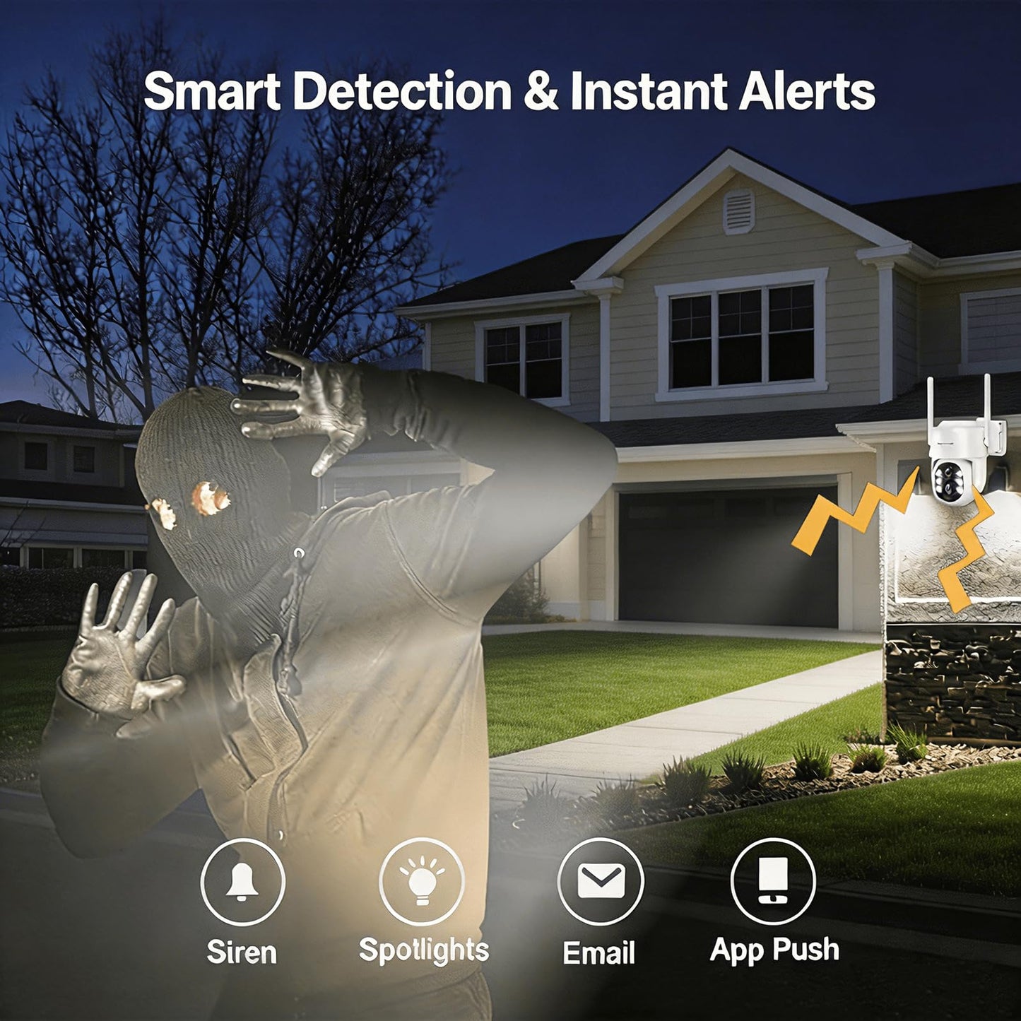 PTZ Security Camera System Outdoor with 10" HD Monitor, Pre-Installed 1TB HDD for 24/7 Recording No Monthly Fee, 4X 2K Dual-Lens Cameras with 10X Zoom, 10CH Expandable WiFi NVR, 2.4G/5G