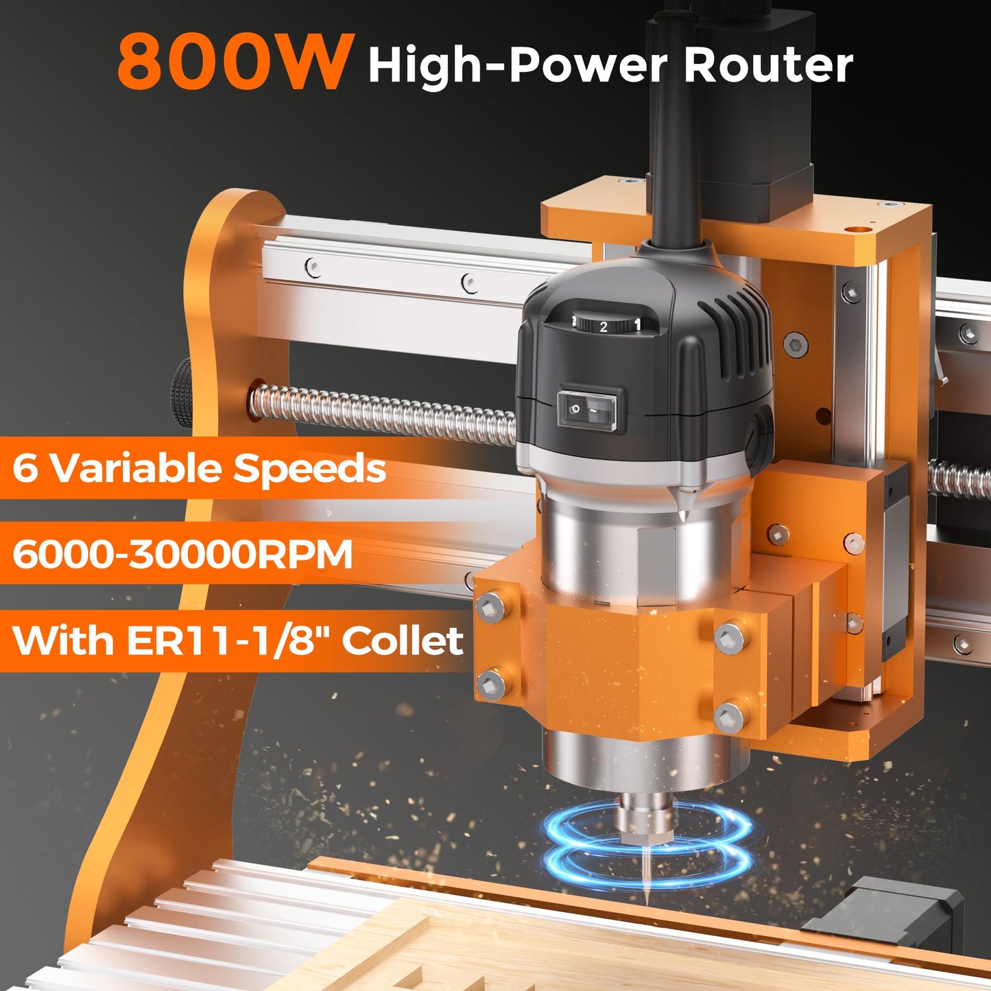 LUNYEE 3020 Nova CNC Router Machine, All-Metal XYZ Axis Linear Guides and Ball screw with 800W Trimmer Router, Suitable for Cutting Aluminum, Brass, Wood, Acrylic, MDF, and Plastics
