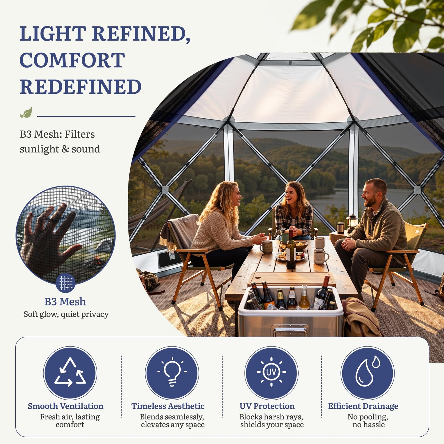 YITAHOME 12x12ft Camping Gazebo, Portable Pop Up Canopy Outdoor Screen Tent 6 Sided with Mesh Windows and Carry Bag for Camping, Picnic, Backyard Party Outside Activities, Gray