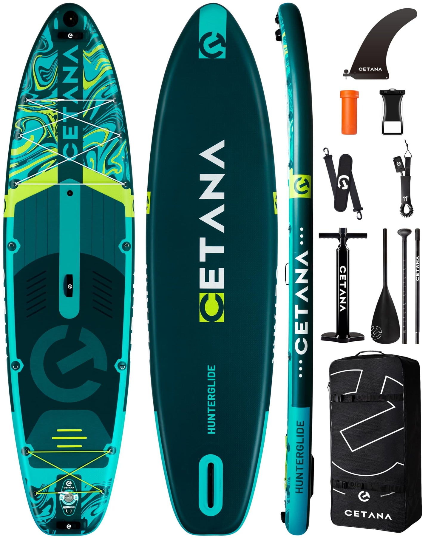 CETANA 11'6×35" Extra Wide Stand Up Paddle Board for Adults & Youth, 400lb Capacity Inflatable Paddle Board, Sup for 2+1 Person with Removable US Fin, 100L Backpack, Floating Paddle, Safety Leash