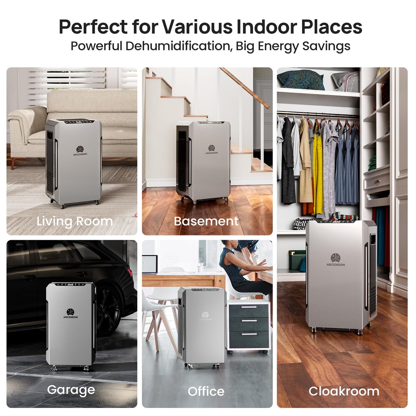 ARGENDON 70 PPD Energy Star Dehumidifier for Basement, Commercial Dehumidifier with Pump and Drain Hose - High-Capacity Moisture and Humidity Control for Homes, Industrial Use, and Large Space