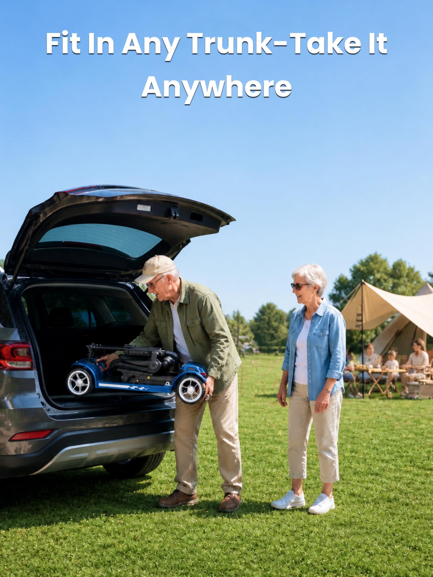 Cyseekin Mobility Scooters for Seniors & Adults, Airline Approved 42 lb Lightweight 4-Wheel Foldable Mobility Scooter, 300 lb Capacity, Removable 12Ah Lithium Battery, Anti-Tip Wheels, Trunk Portable