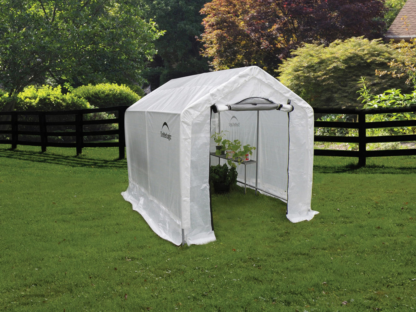 ShelterLogic 6' x 8' x 6.5' GrowIT Greenhouse Peak Roof Style Backyard Grow House with Integrated Shelving