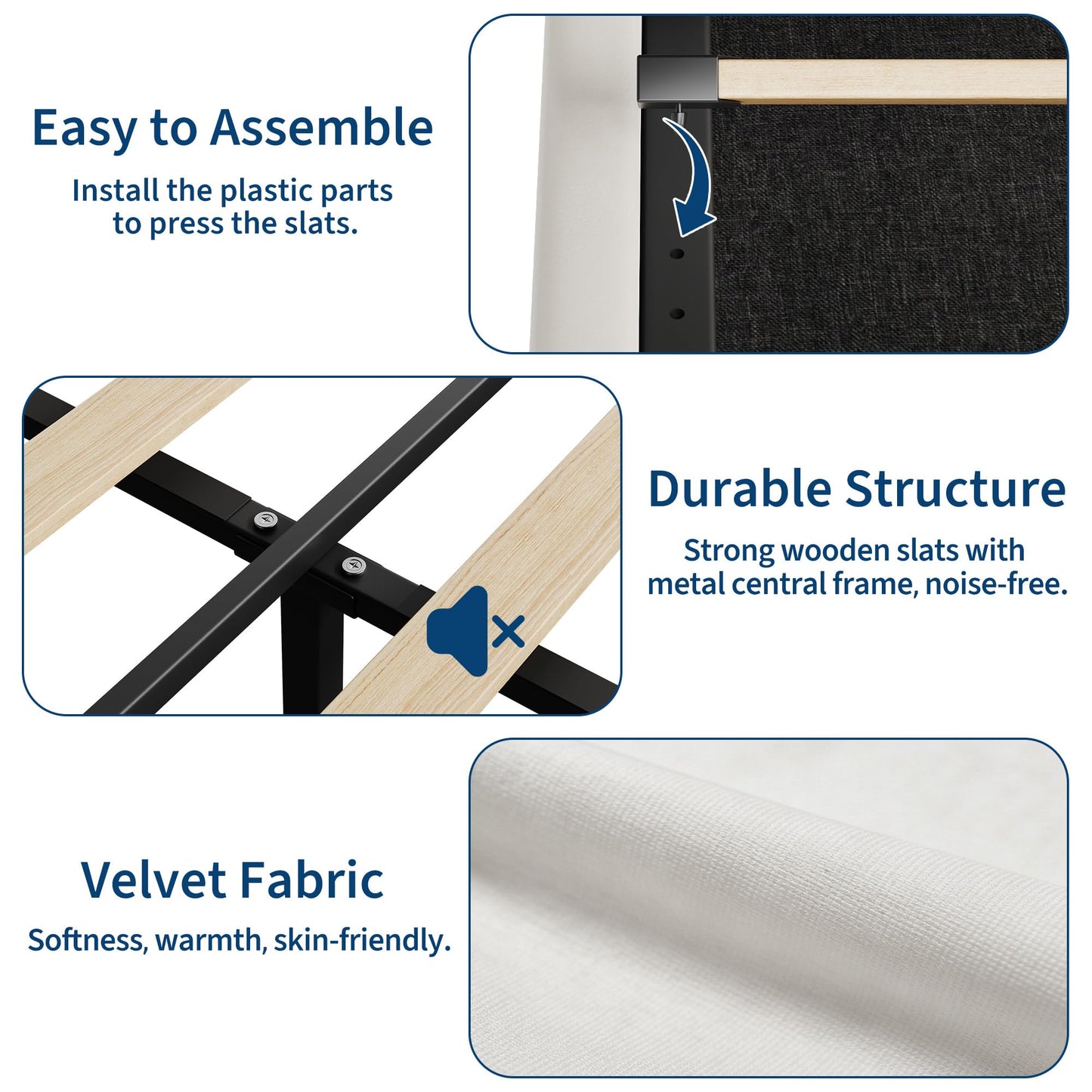 GarveeHome Twin XL Bed Frame with Storage Headboard, Kids Bed Frame with 2 Drawers, Velvet Upholstered Platform Bed Frame with Lights, No Box Spring Needed, Easy Assembly, Velvet White