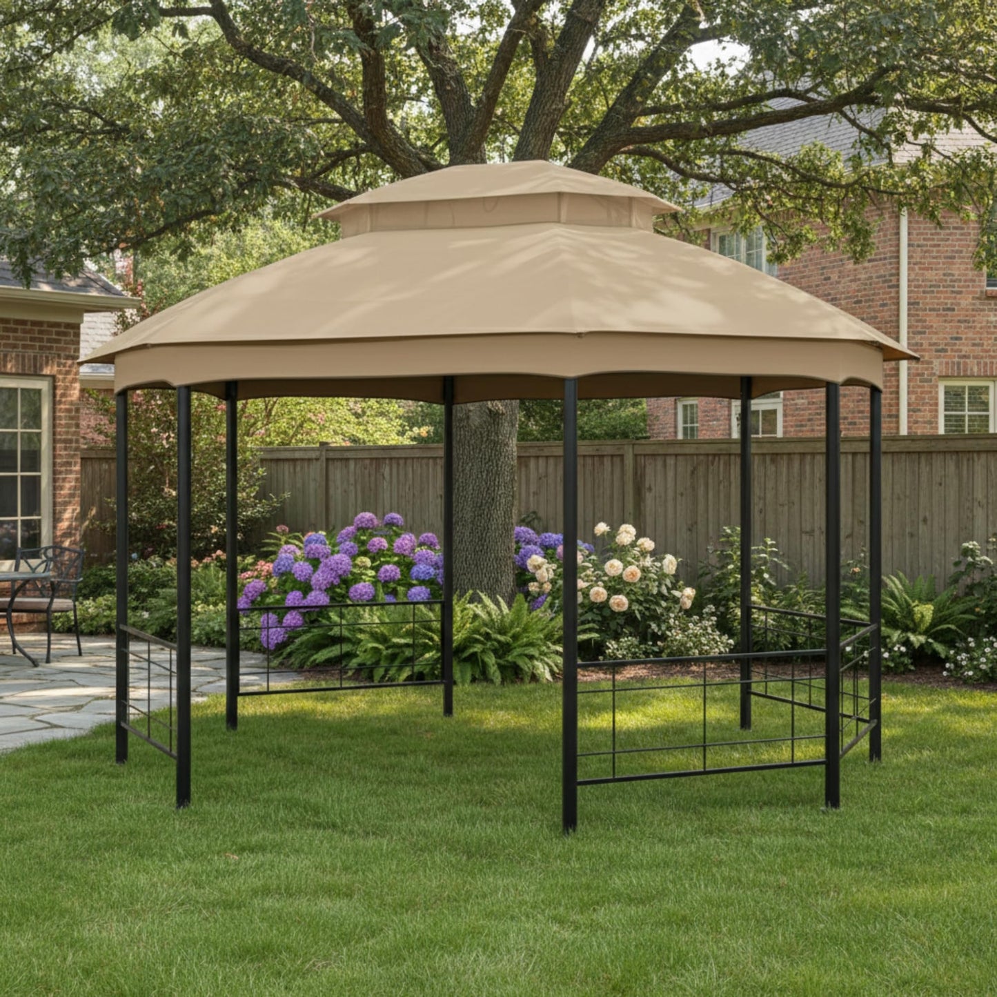 Garden Winds Reinforced RipLock 350 Replacement Canopy Top Cover Compatible with Seagrove 10' x 12' Gazebo Model A101014900 - Beige