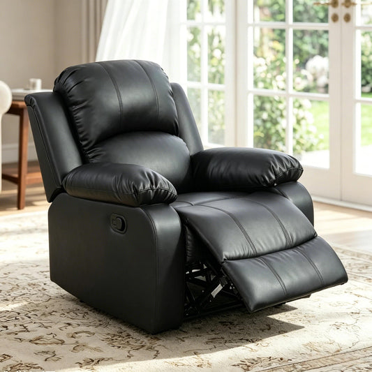 Trygoal Manual Recliner Chair, Nursery Rocking Chair, Recliner Chair for Adults, Lazy Boy, Gaming Recliner wih Overstuffed Arms, Suitable for Home Theater, Living Room, Bedroom, Black