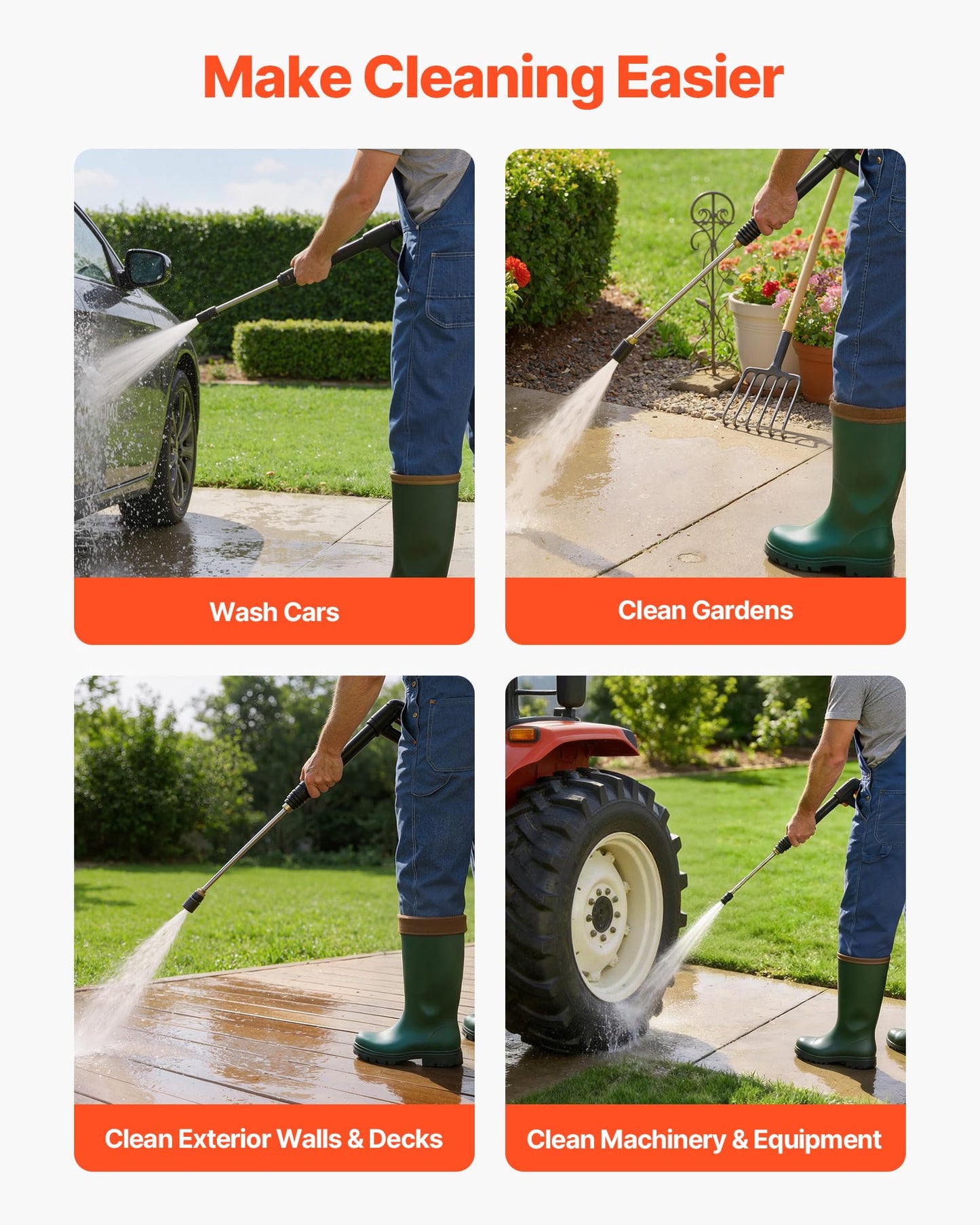 VEVOR Electric Pressure Washer Pump Kit, 1220 PSI, 2.2 GPM, Triplex Power Washer Pump with 2 HP Motor 120 V, Adjustable Water Pressure, for Washing Cars, Gardens, Exterior Walls, Machinery Equipment