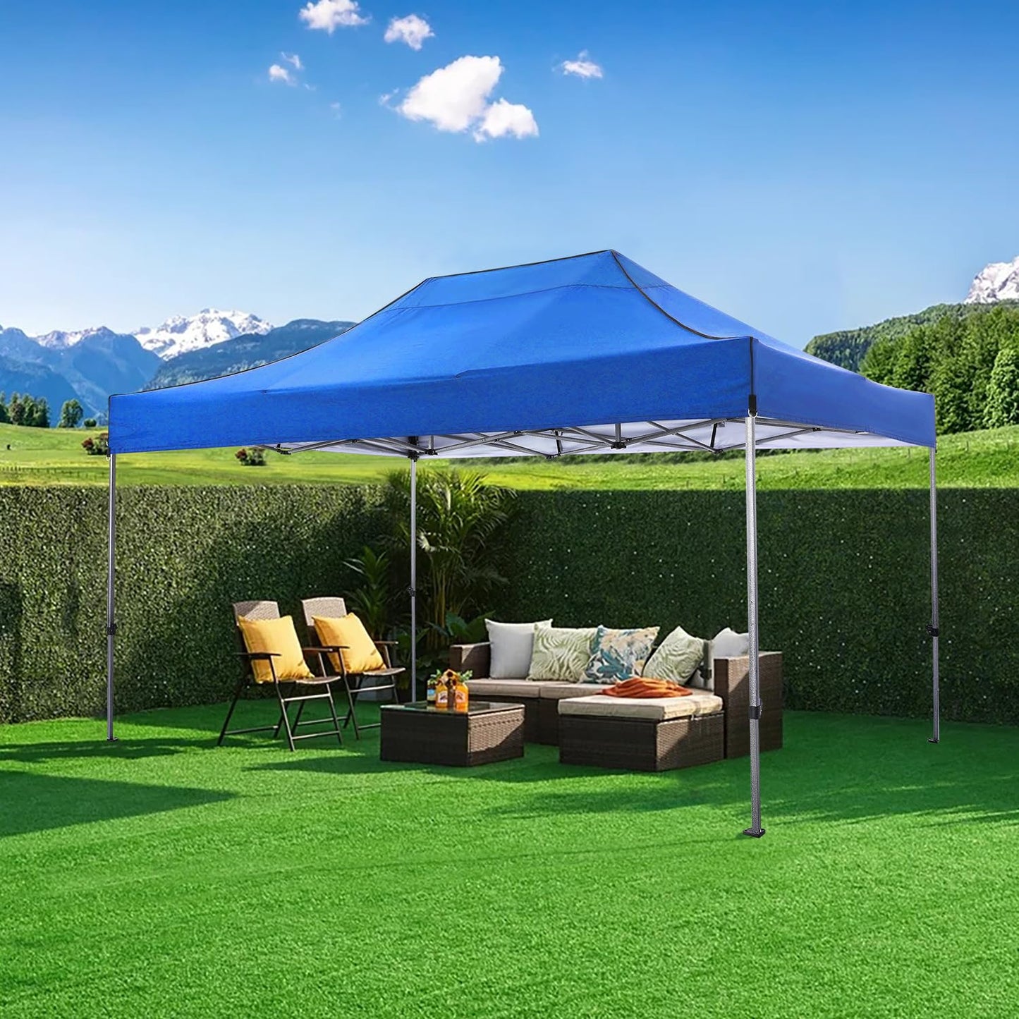 COBIZI 10x15 Pop up Canopy Gazebo 3.0, Easy up Heavy Duty Canopy with 4 Removable Sidewalls, High Stability, All Weather Sunshade 100% Waterproof Outdoor Canopy Tents with Carry Bag, Blue