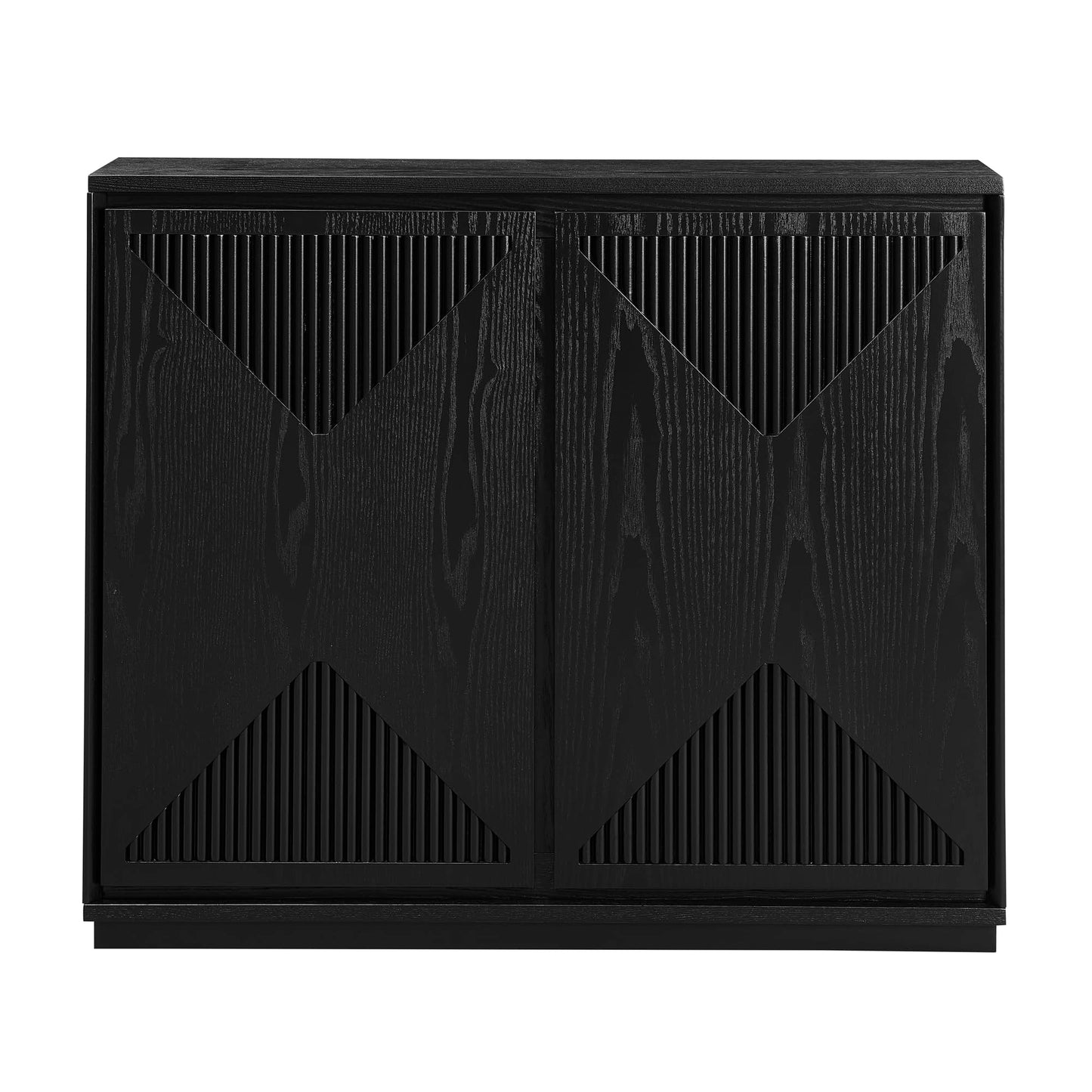 KEIKI 39" Mid Century Modern V-Shape Storage Cabinet, Buffet Cabinet with Storage, Narrow Side Cabinet with Outlet Holes for Living Room Entryway Hallway Kitchen, Coffee Bar, Black