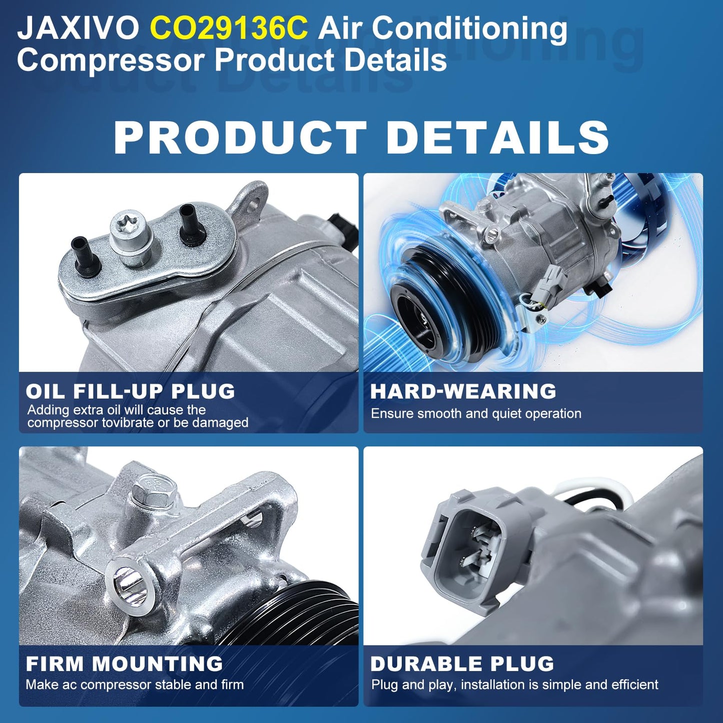Jaxivo 198314 Air Conditioning A/C Compressor Compatible with 15-17 Chrysler 200 C/LX/Limited/S 2.4L L4,14-23 Cherokee 2.4L,Air Conditioner Compressor Replace CO29136C,68103197AA