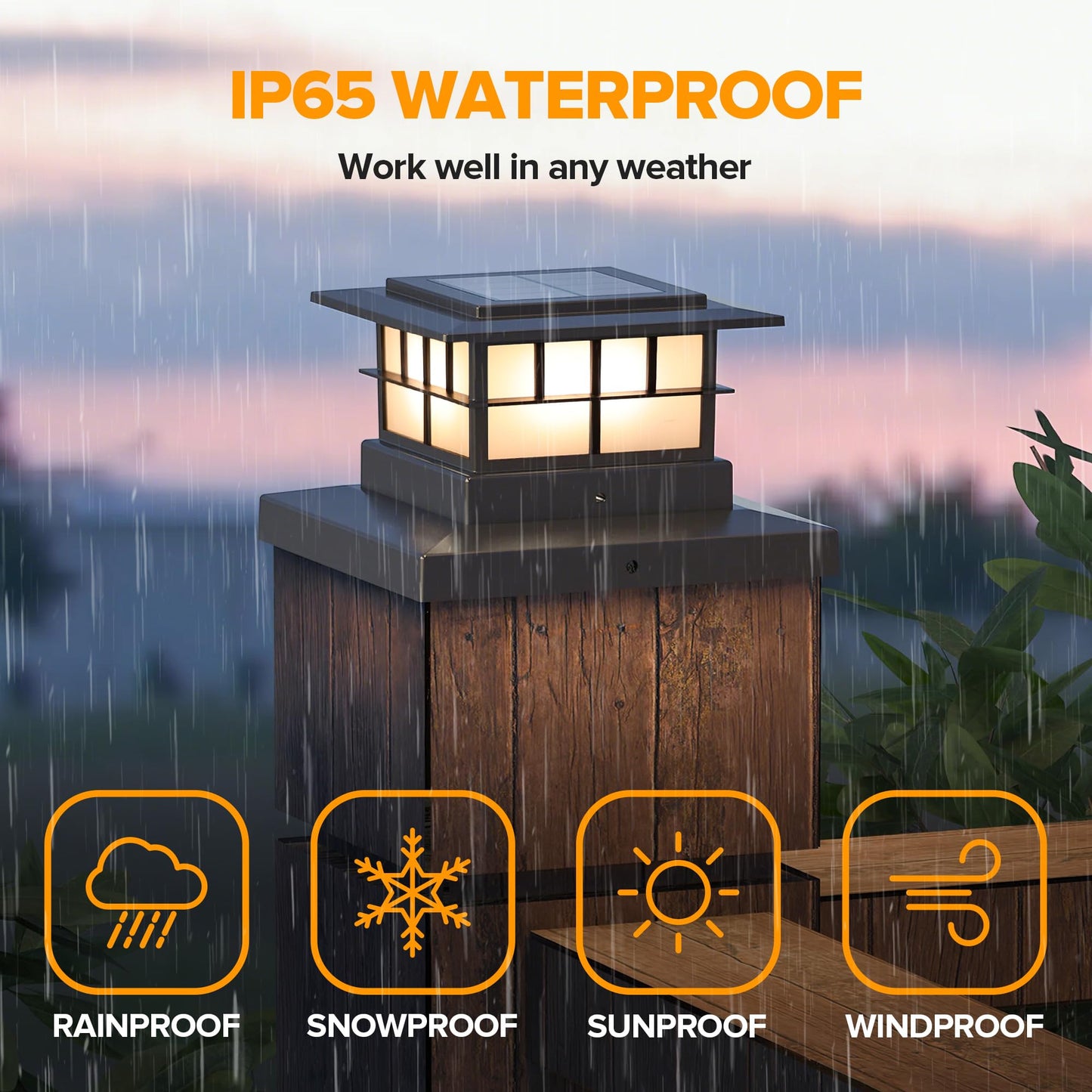 LUTEC Solar Post Cap Lights, IP65 Waterproof, Warm White 3000K, 6 Pack, Black, for 4x4 5x5 6x6 Wooden/Vin