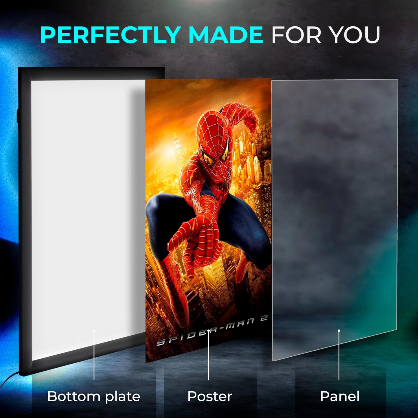 NexaFrame LED Backlit Movie Poster Frame - 24 x 36 Black Cinema Box for Posters, Framed Wall Art Lights for Paintings & Pictures, Digital Signage Display, Lighted Theater Advertising Signs, Light Box