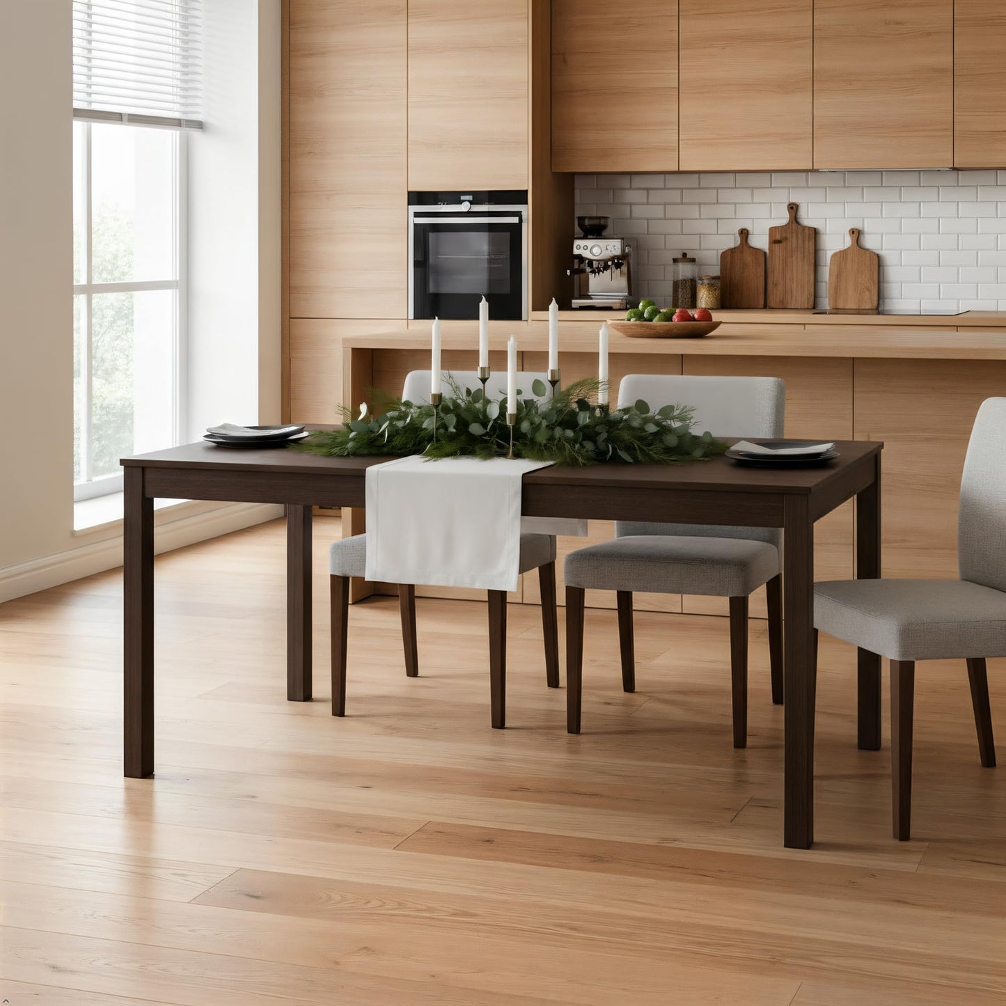 Grain & Grove Davie 60 Inch Dining Table, Large Rectangular Wooden Table for Kitchen/Dining Room, Wood Table for Dining Room, Home Office, Living Room Furniture, Walnut