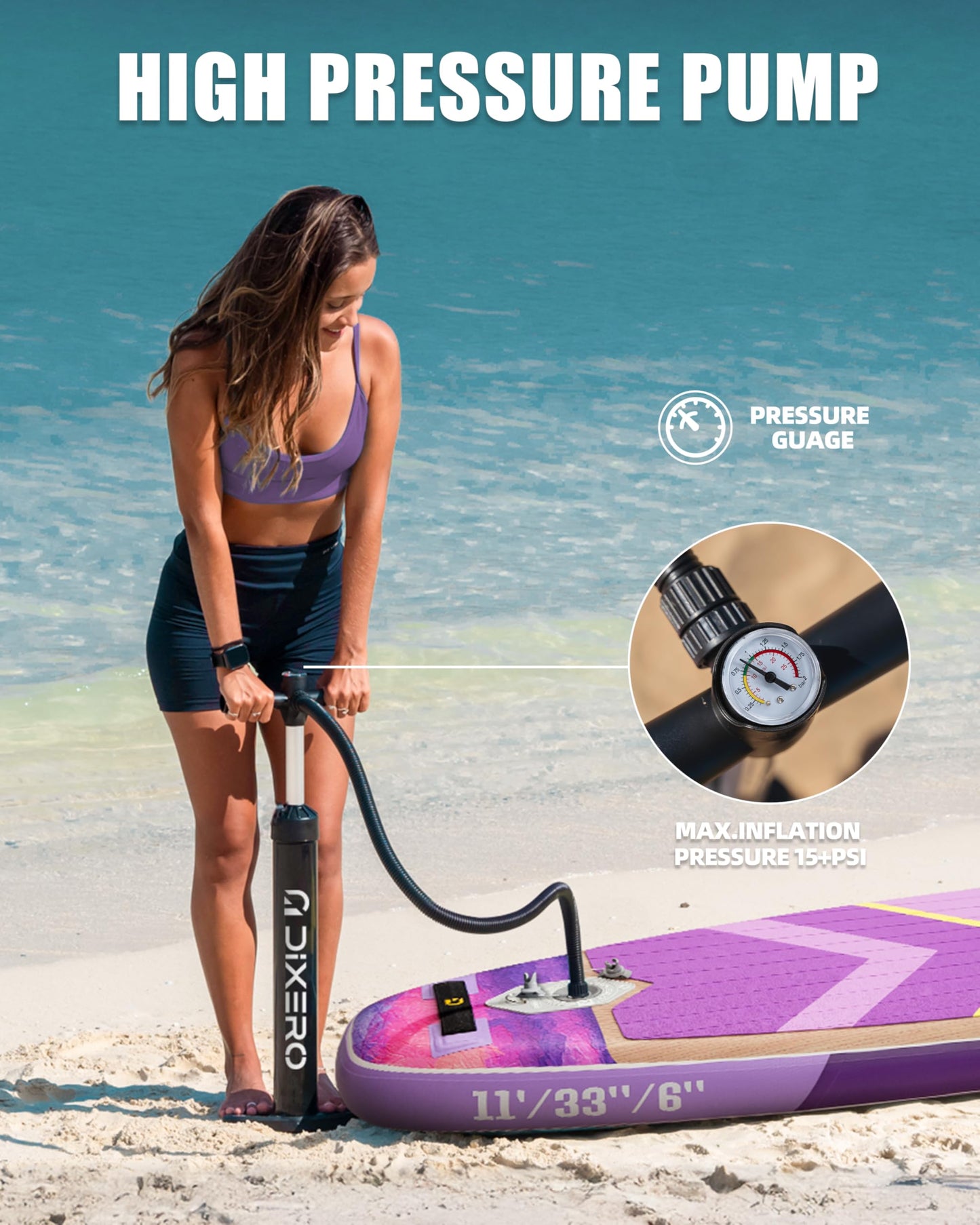 Dixero Inflatable Stand Up Paddle Board with SUP Accessories, Anti-Slip EVA Deck, 11'*33" Inflatable Paddle Boards for Adults & Youth of All Skill Levels