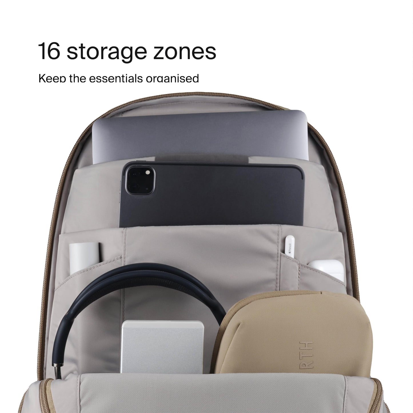 Urth Arkose 20L Modular Backpack + 3.7L Camera Insert - Water Resistant, Anti-Theft, Recycled Bag for DSLR/SLR/Mirrorless, 13-16 Inch Laptop in Beige