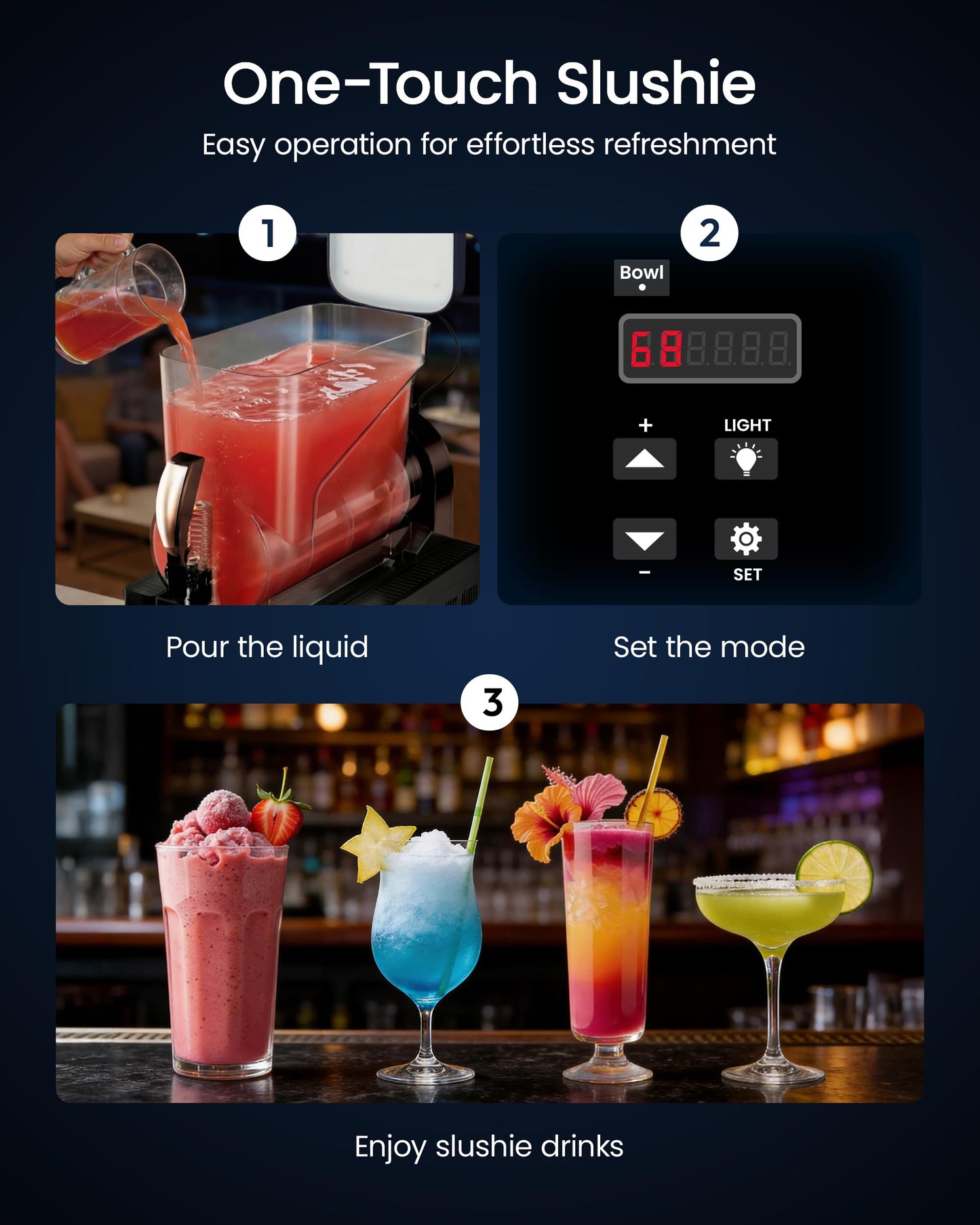 ICEVIVAL Commercial Slush Machine, 15L Single Tank Commercial Margarita Machine, No ice needed, 70 Cups Stainless Steel Frozen Drink Machine, Slushy Machine for Home Party Restaurants Cafe Bars