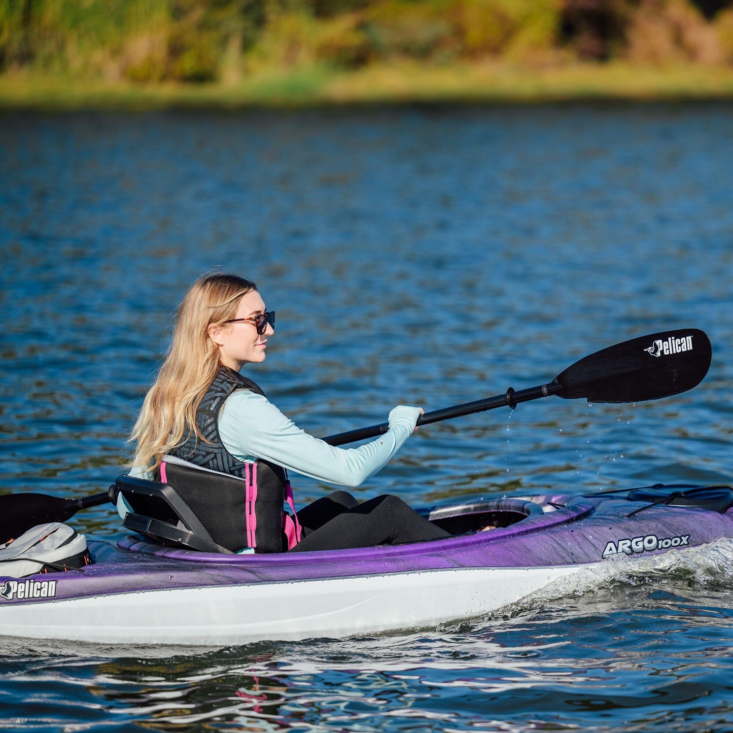 Pelican Argo 100X EXO - Recreational Sit in Kayak - Amethyst - Lightweight Patented Ram-X™ Material - Ergobreeze™ Seating System - 10 ft