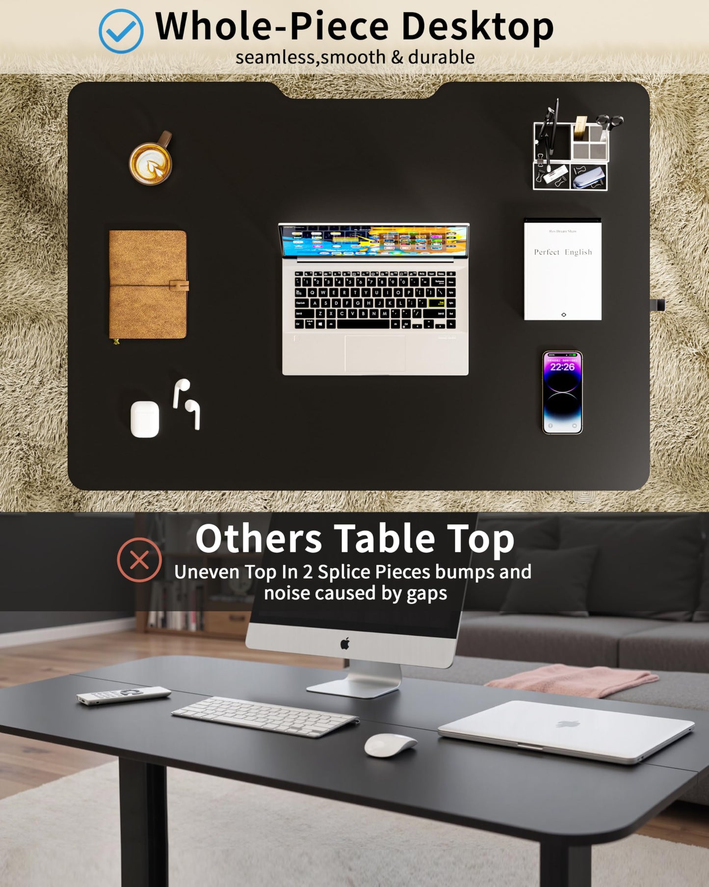 Okin Small Electric Standing Desk, 36 x 24 Inches Whole Piece Height Adjustable Desk, Black Sit to Stand Desks Computer Workstation for Home Office