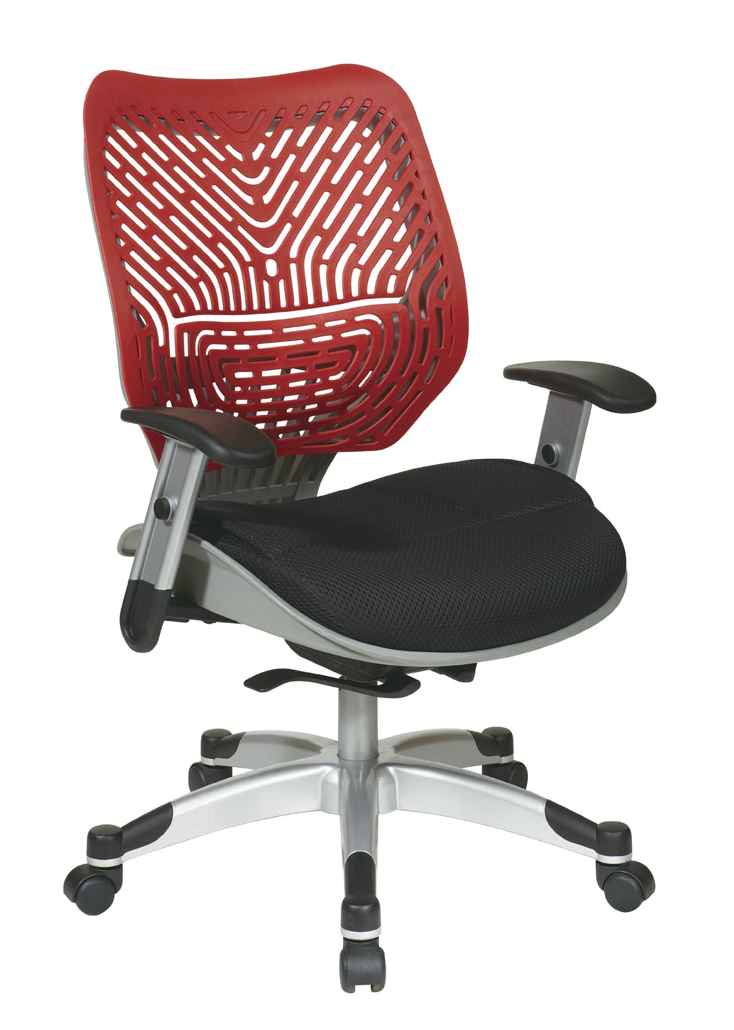 Space Seating 86 REVV Series Self-Adjusting SpaceFlex Back Office Desk Chair with Lumbar Support and Padded Mesh Seat, Cosmo Red and Raven