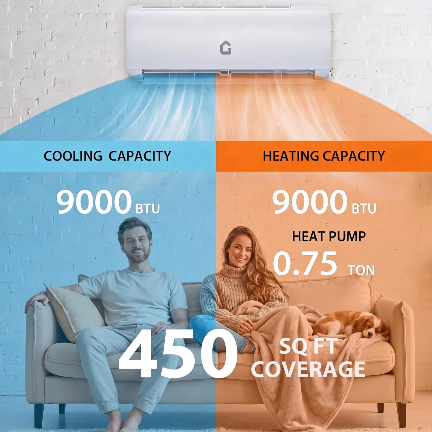 MERXENG 9000 BTU WiFi Enabled Mini Split Air Conditioner & Heater with Inverter, 18.5 SEER2 Energy Saving 115V Ductless Split AC Unit with Heat Pump & Installation Kit, Wall Mount AC Unit for Bedroom