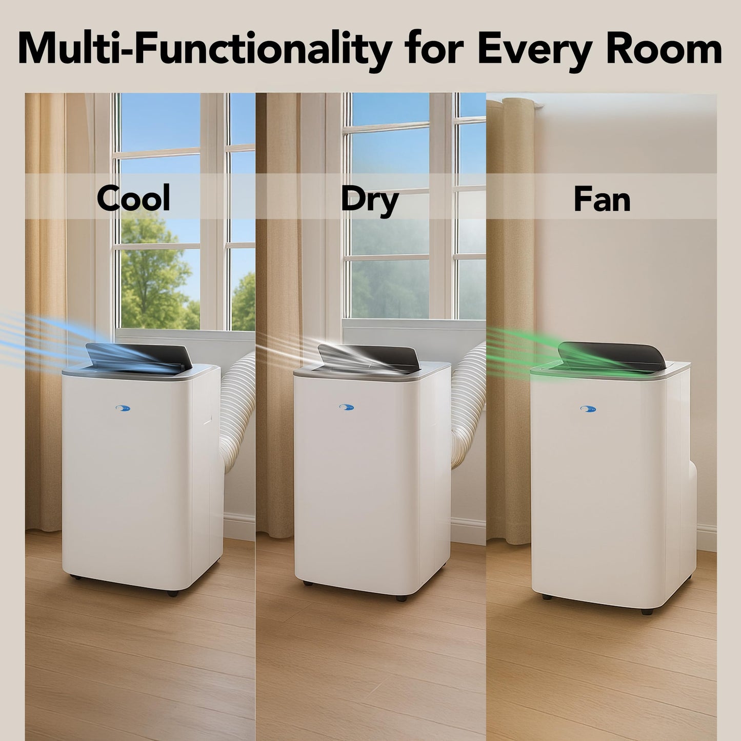 Whynter Portable Air Conditioner 12,000 BTU with Dehumidifier, Cooling Fan & Smart Wi-Fi for 450 Sq Ft Rooms, Includes AC Unit Window Kit, ARC-0850XP (8,000 BTU SACC), White