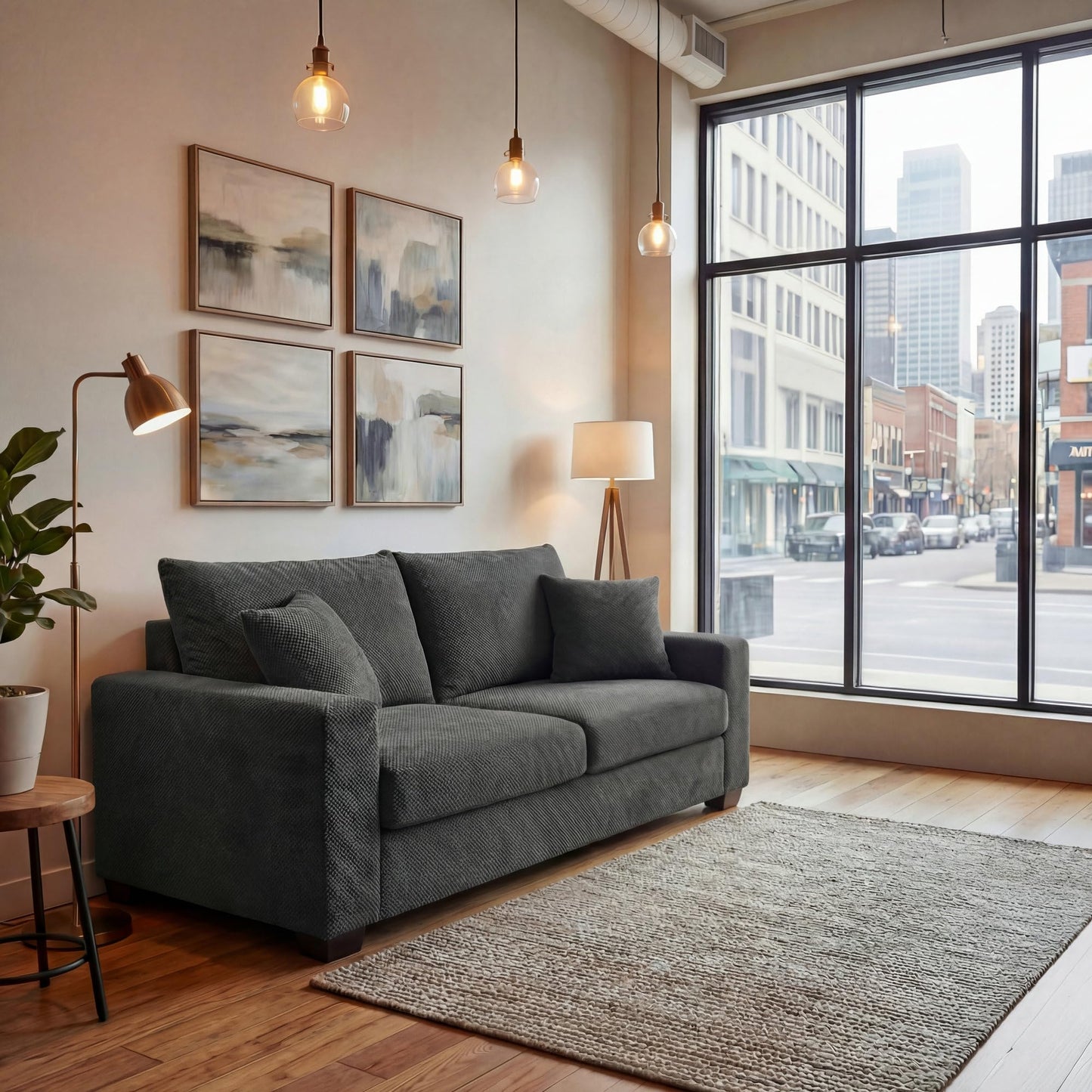 Ball & Cast 69" Loveseat Sofa, Modern Love Seat Couches for Living Room, Button Tufted Upholstered Small Couch with 2 Throw Pillows for Bedroom,Apartment,Office,Easy Assembly,Dark Grey