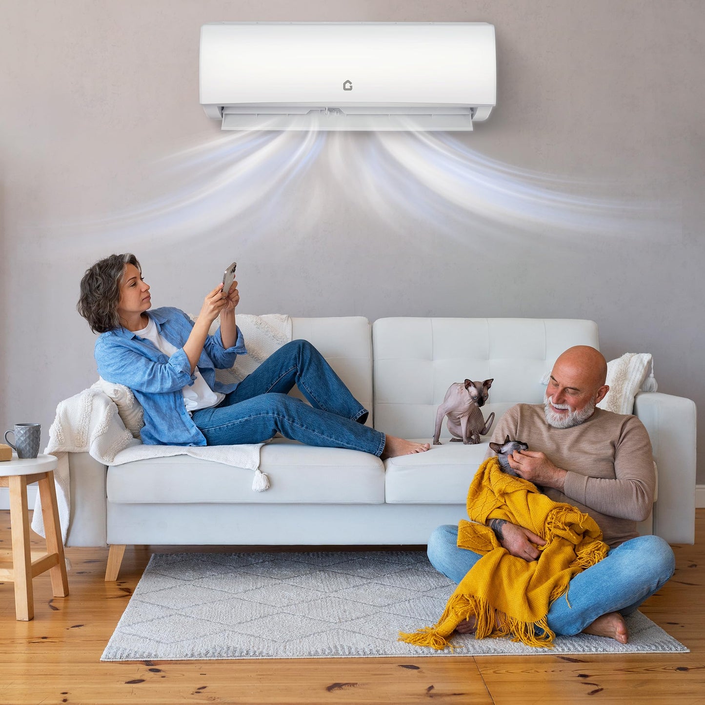 9,000 BTU Mini Split Air Conditioner with Heater, 20 SEER2 208-230V, Split Unit Ac and Heat Cool Up to 450 Sq.Ft, Ductless Air Conditioner w/Installation Kit, Remote, 2.0 Wifi Control