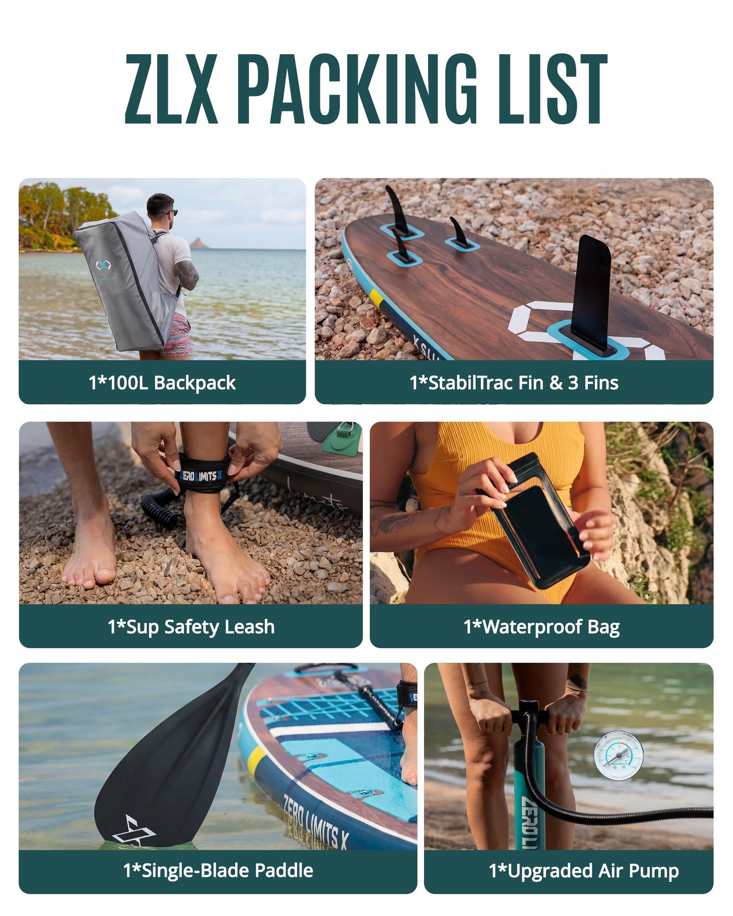 ZLX 11'6"x35" Ultra Wide Inflatable Stand Up Paddle Board | Stable Non-Slip Deck Pad, Unique Fin System, Premium SUP Accessories & Backpack - Upgraded Pump for Adults, All Skill Levels