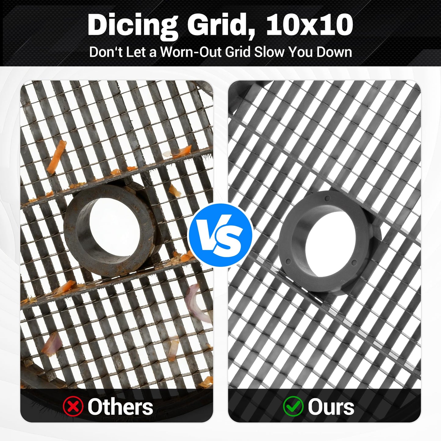 #28119 Commercial Dicing Grid for Robot Coupe CL50 CL52 CL55 CL60 R2 R502 R602 R652 R752, 10mm x 10mm Precise Dice Grid Cut Replacement Grid Commercial Food Processors