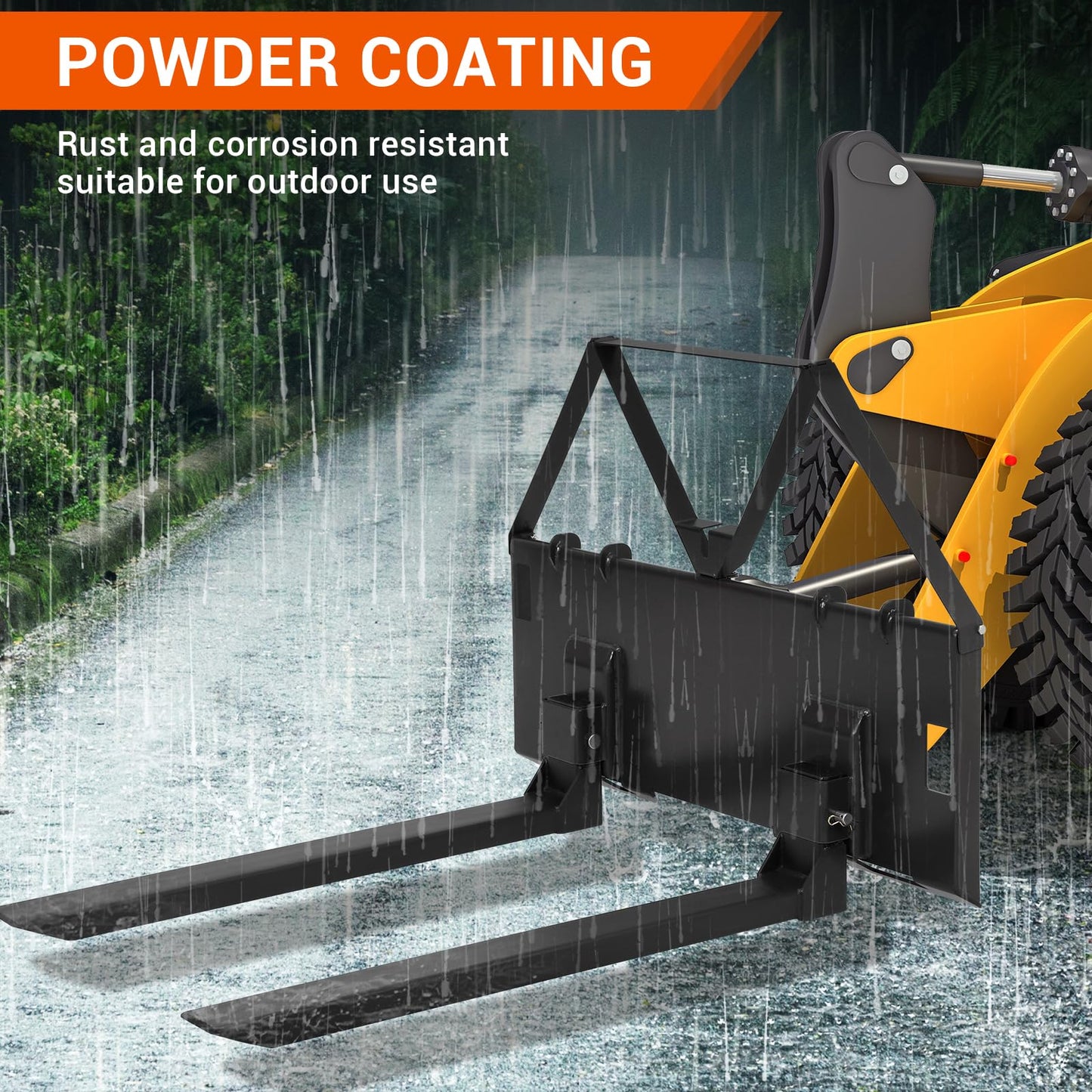 GarveeTech 46 in Skid Steer Pallet Forks, Heavy Duty 3200 LBS Capacity Skid Steer Forks Attachment for Tractors and Loaders, Quick Attach Mount, Black